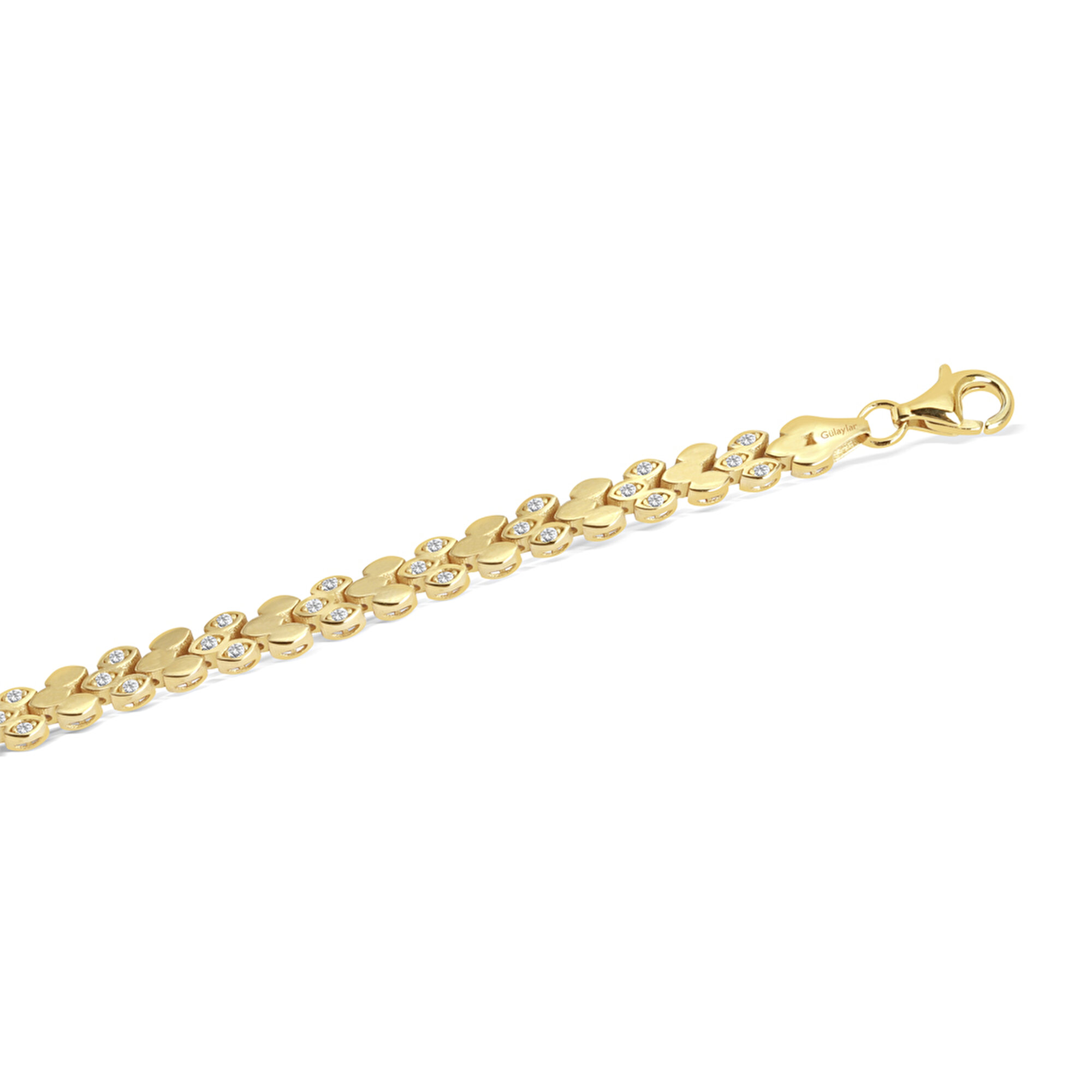 14 Ayar Sarı Altın Taşlı Zincir Bileklik