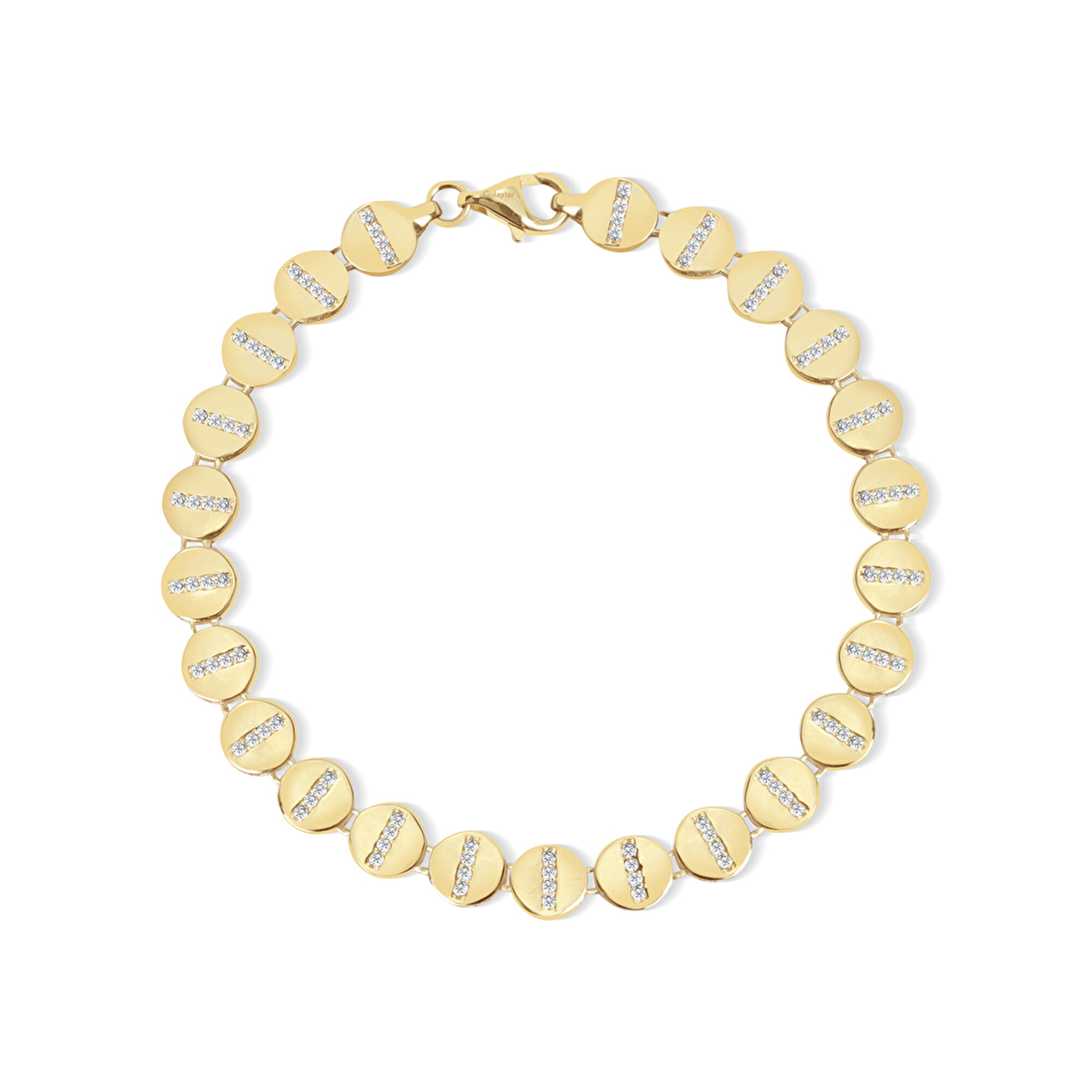 14 Ayar Sarı Altın Taşlı Bileklik