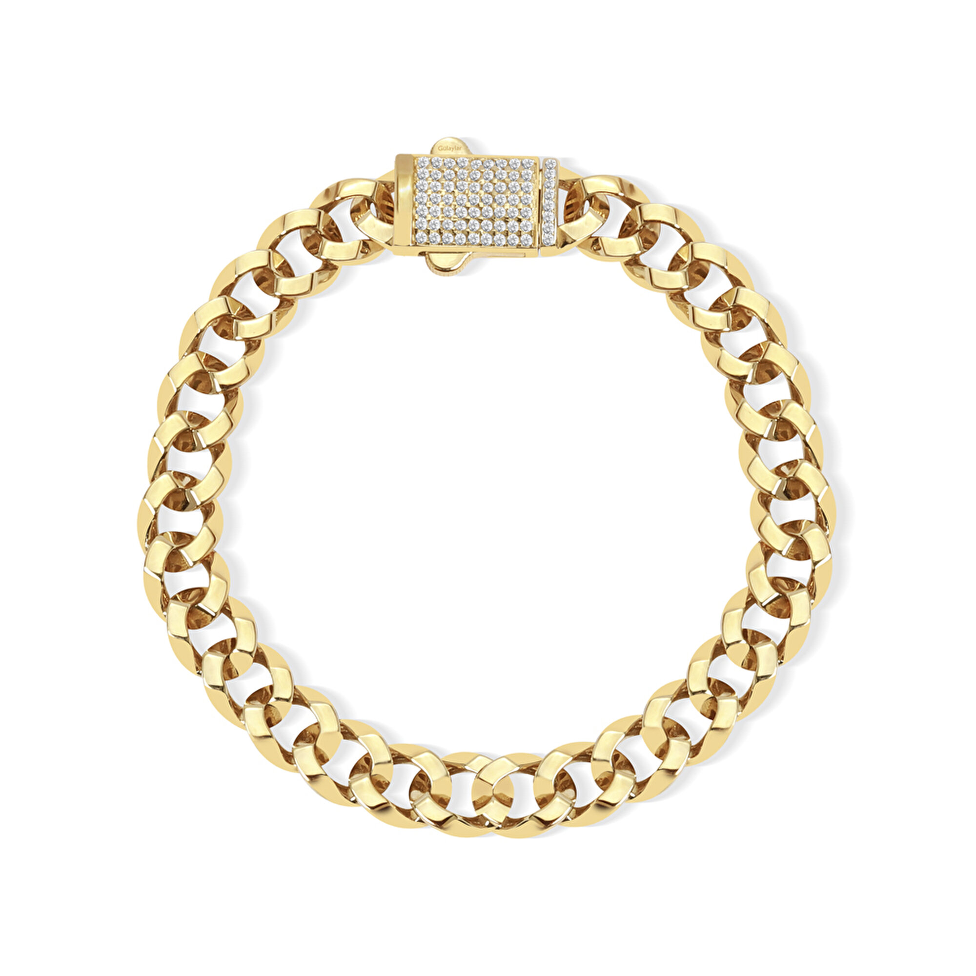 14 Ayar Sarı Altın Taşlı Zincir Bileklik