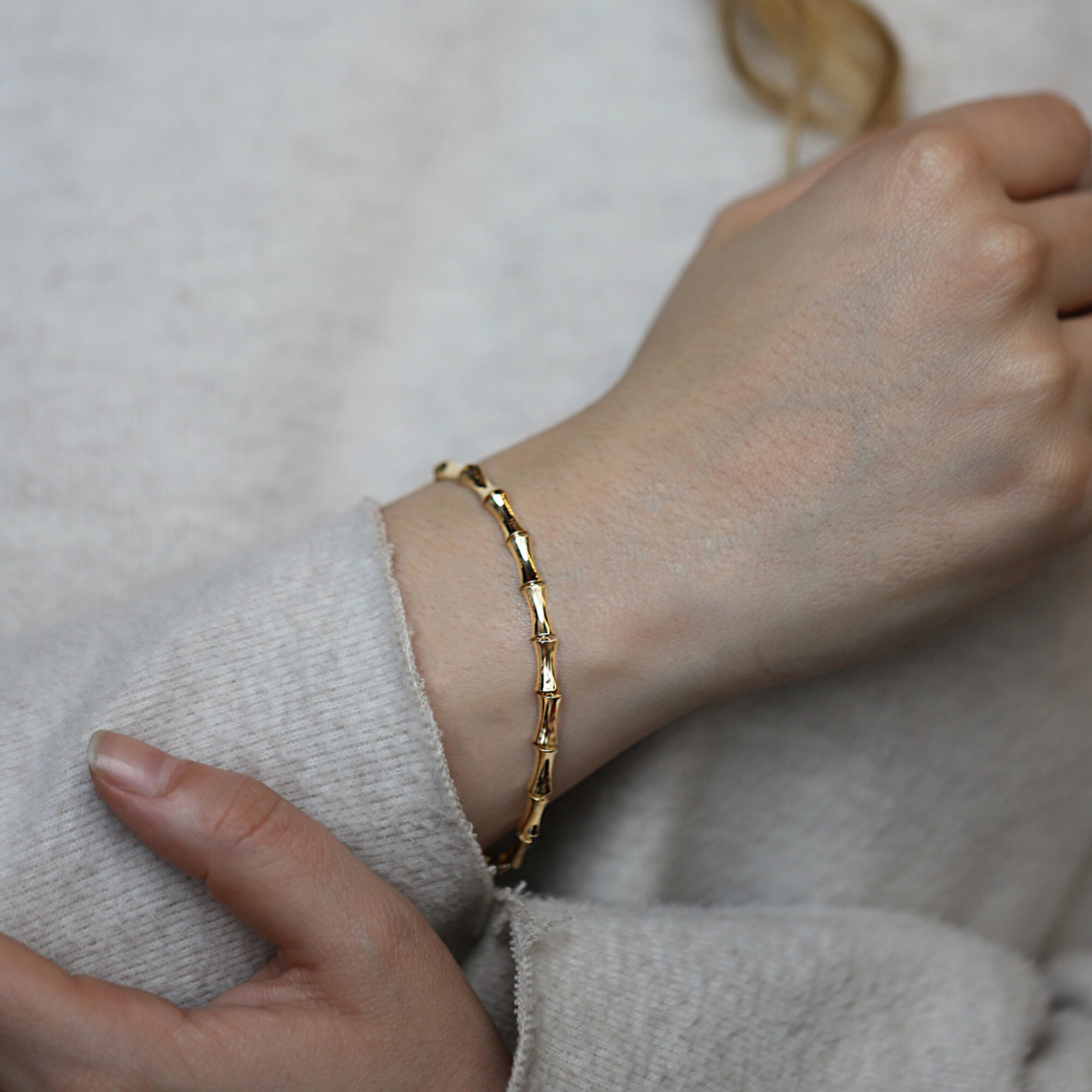 14 Ayar Sarı Altın Kemik Bileklik