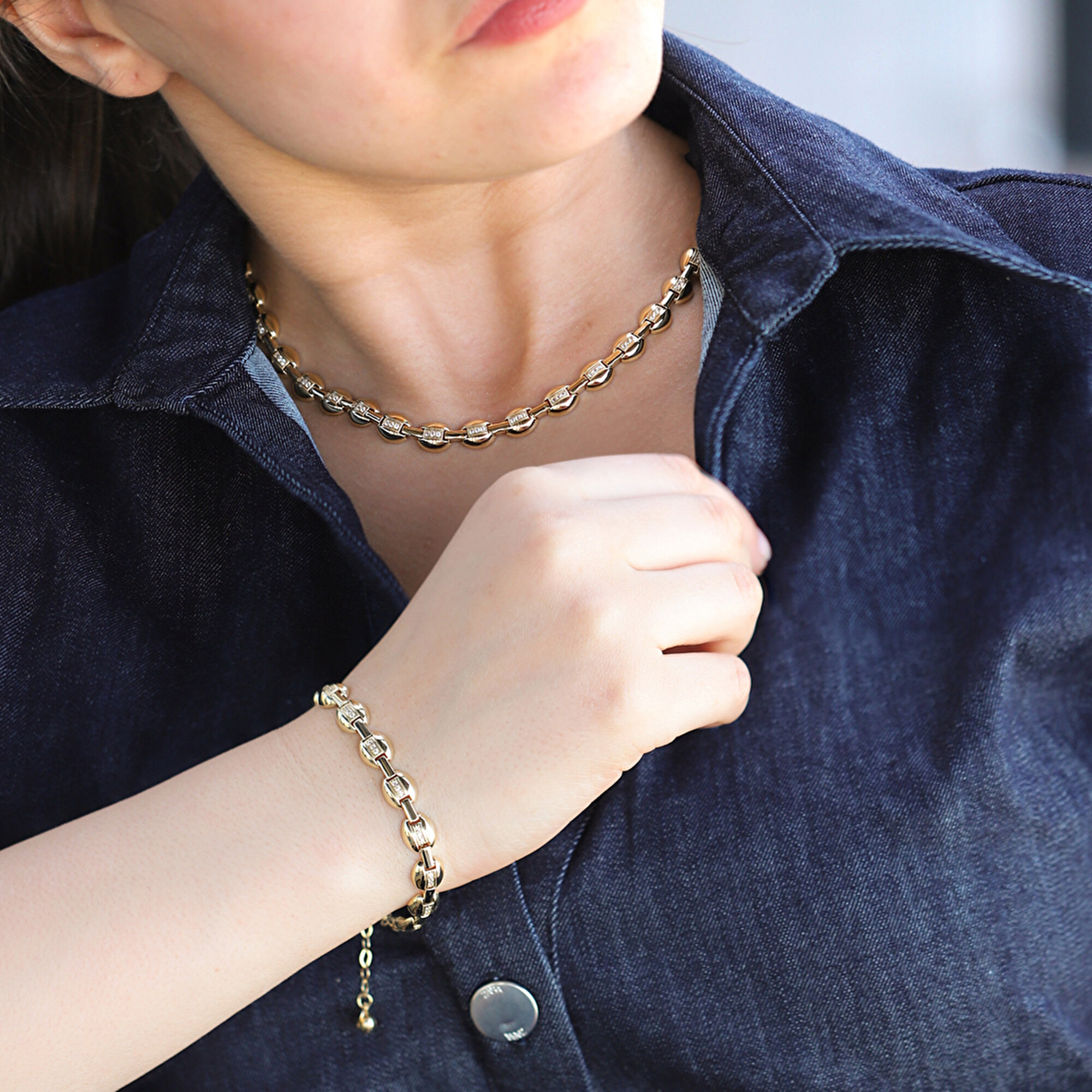 14 Ayar Sarı Altın Taşlı Bileklik