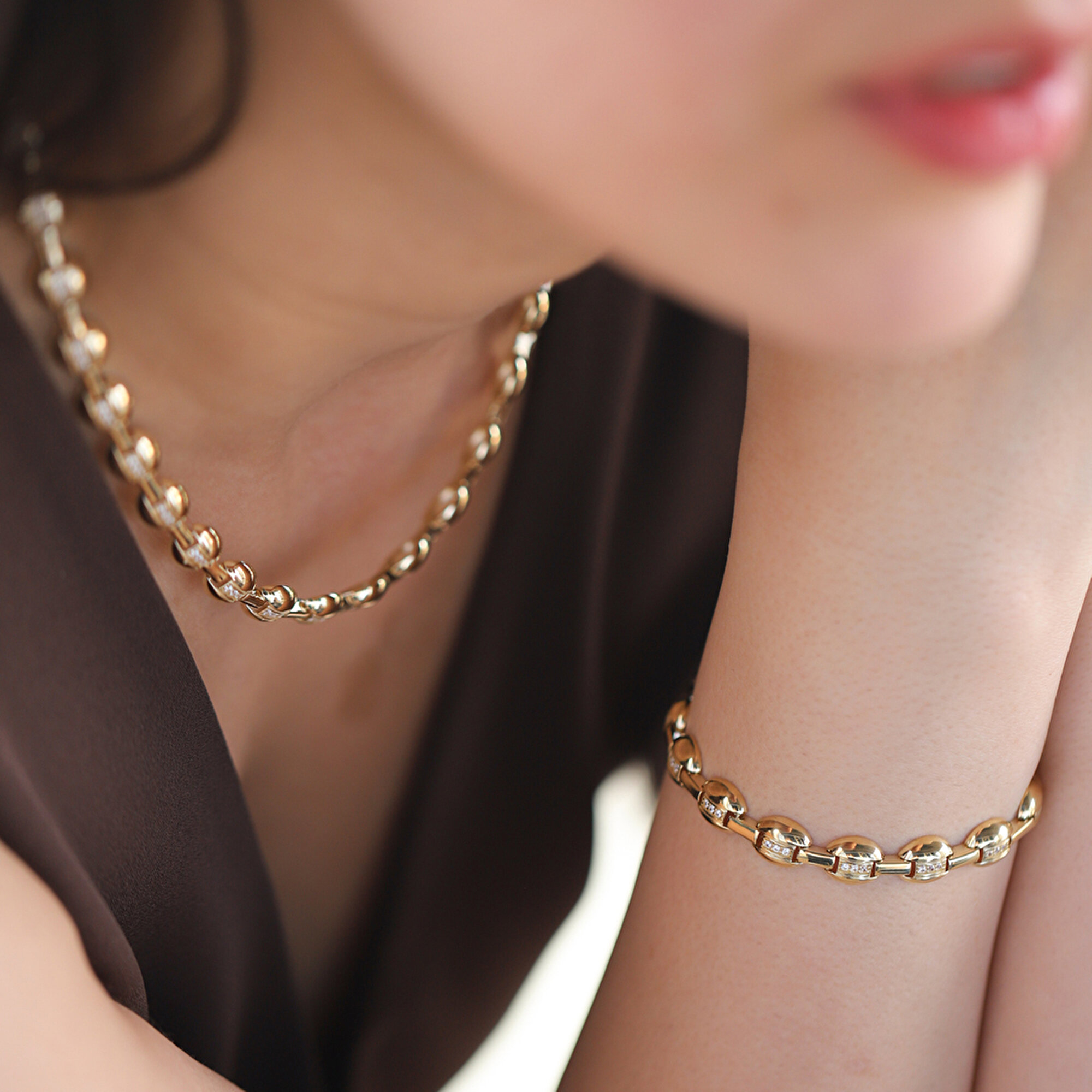 14 Ayar Sarı Altın Taşlı Bileklik