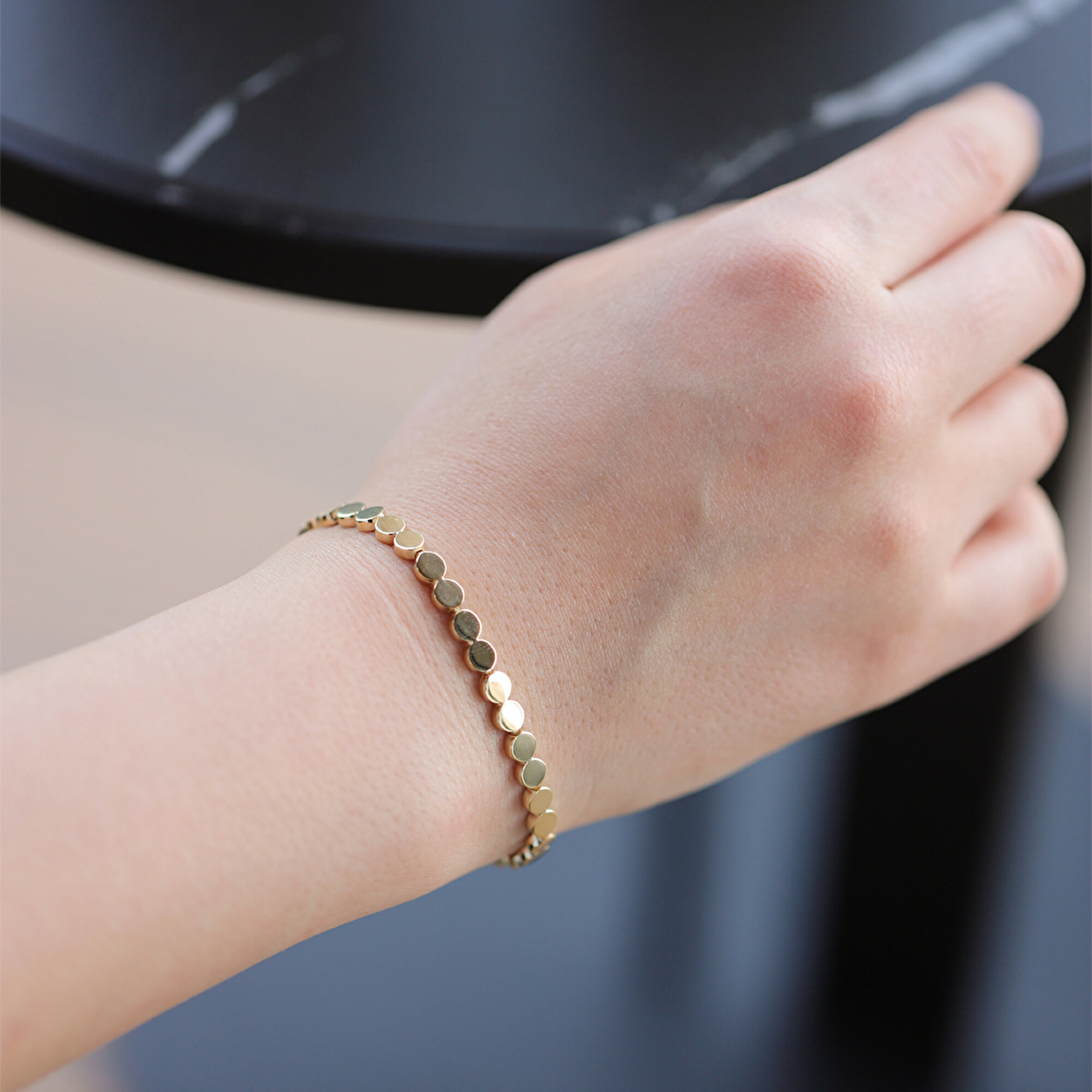 14 Ayar Sarı Altın Geometrik Taşsız Bileklik