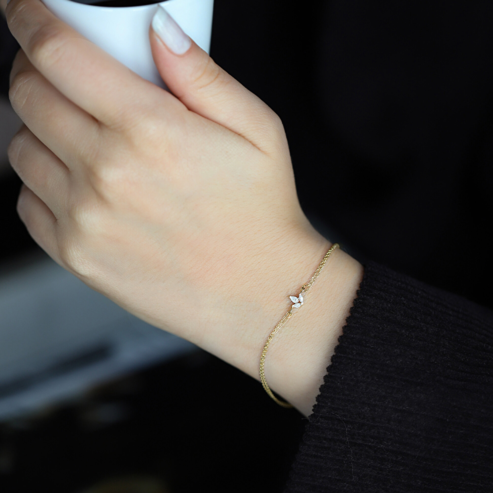 14 Ayar Sarı Altın Lotus Minimal Bileklik