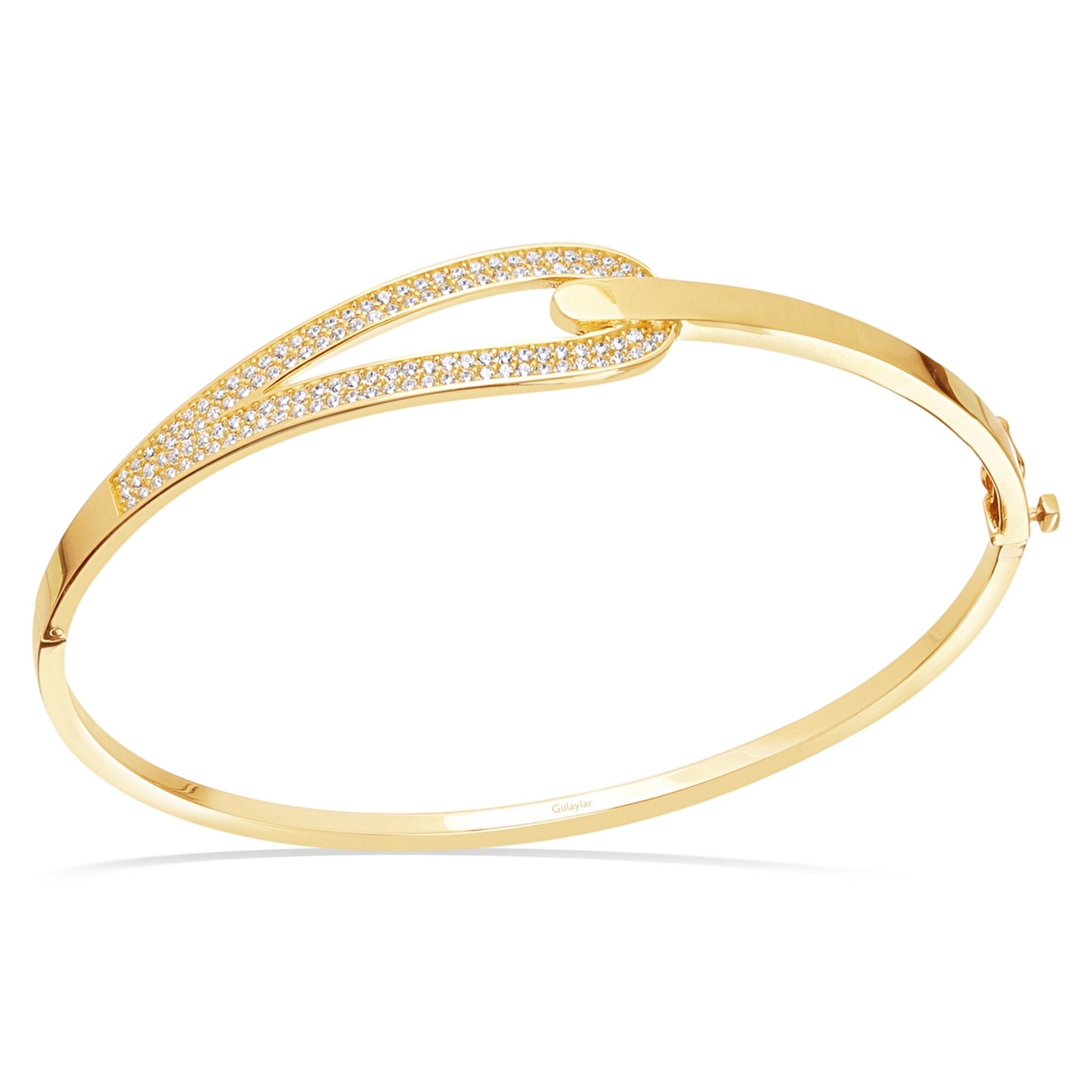 14 Ayar Sarı Altın Taşlı Bilezik