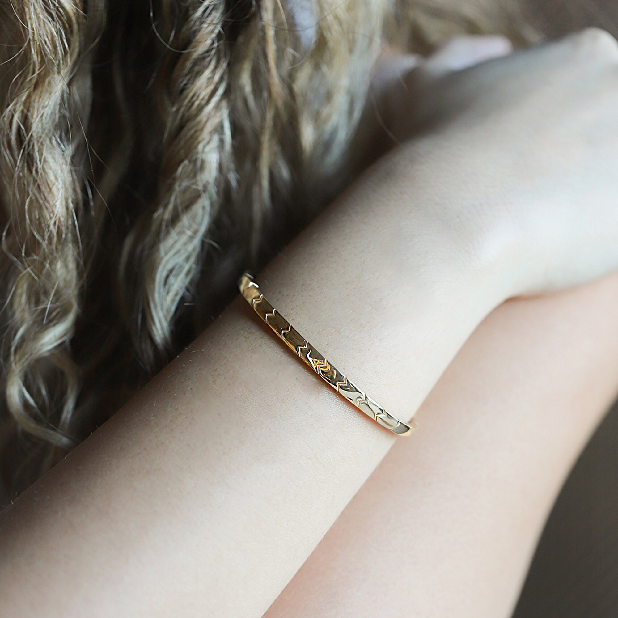 14 Ayar Sarı Altın Kelepçe Bilezik