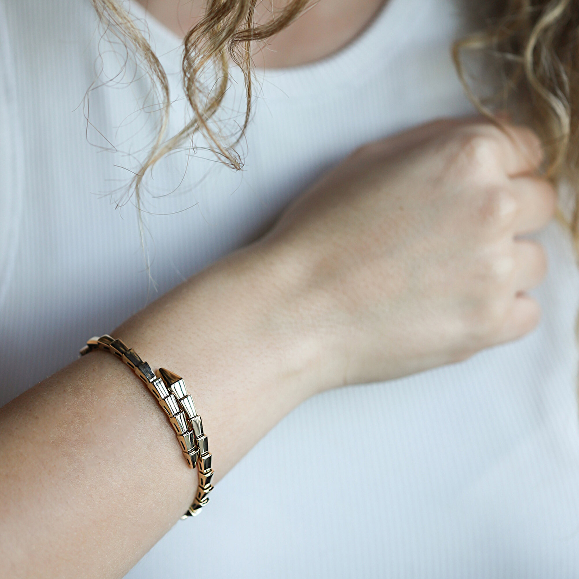 14 Ayar Sarı Altın Yılan Kelepçe Bilezik