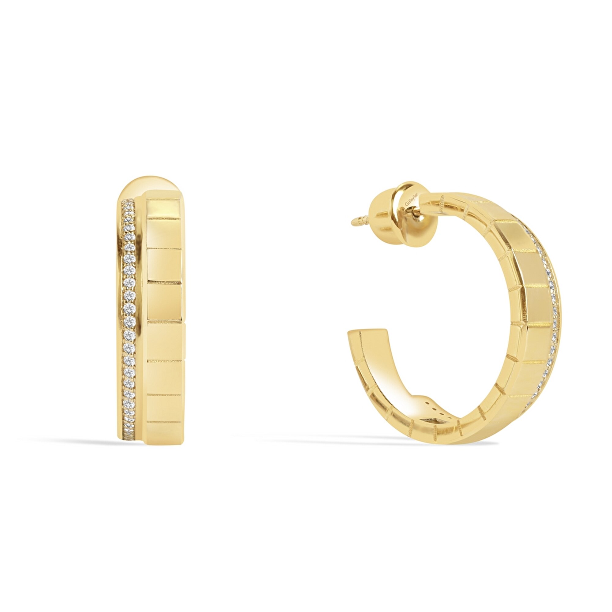 14 Ayar Sarı Altın Taşlı Halka Küpe