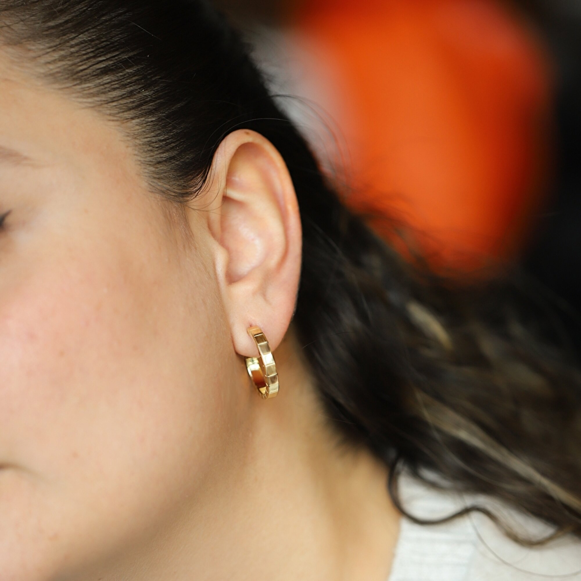 14 Ayar Sarı Altın Halka Küpe