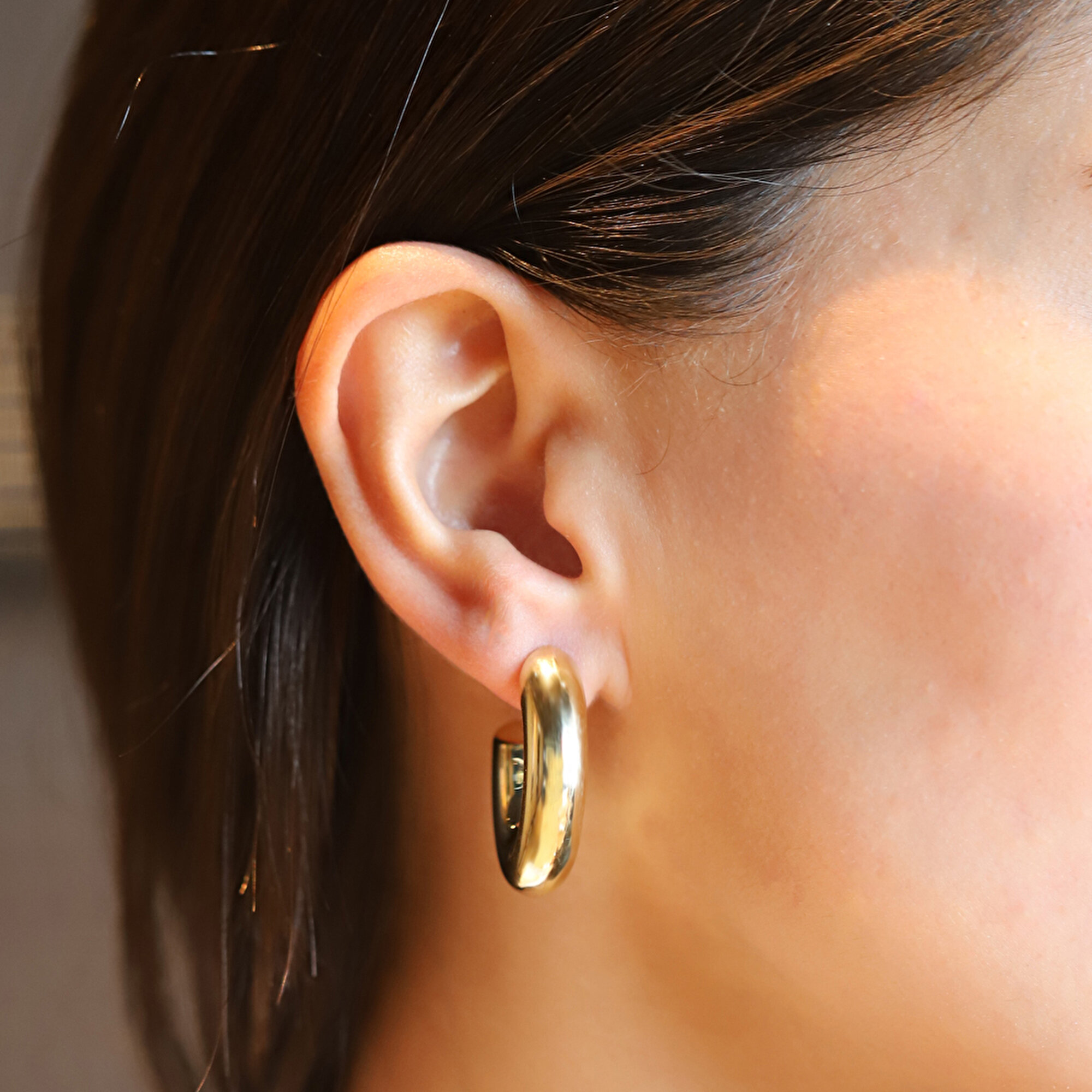 14 Ayar Sarı Altın Halka Küpe