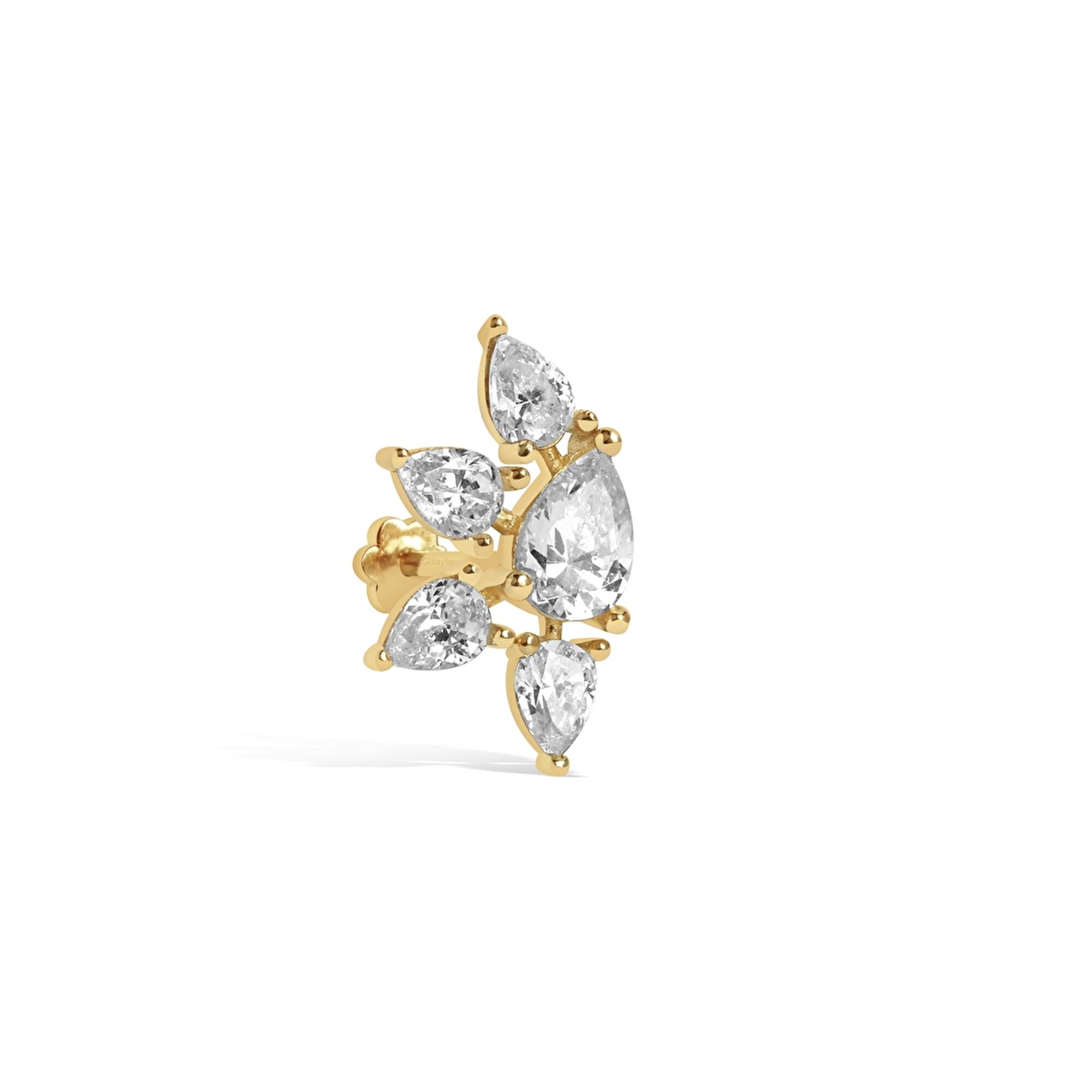 14 Ayar Sarı Altın Taşlı Tragus Piercing