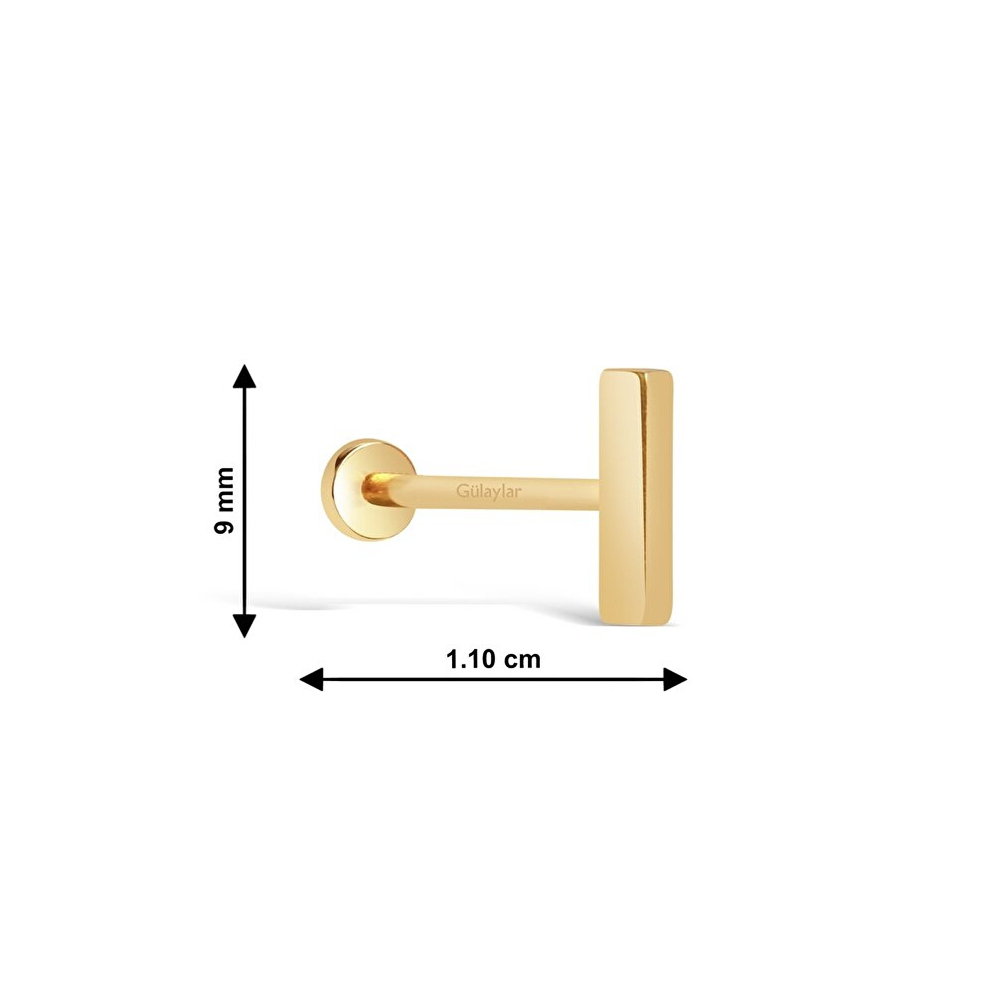 14 Ayar Sarı Altın Taşsız Tragus Piercing