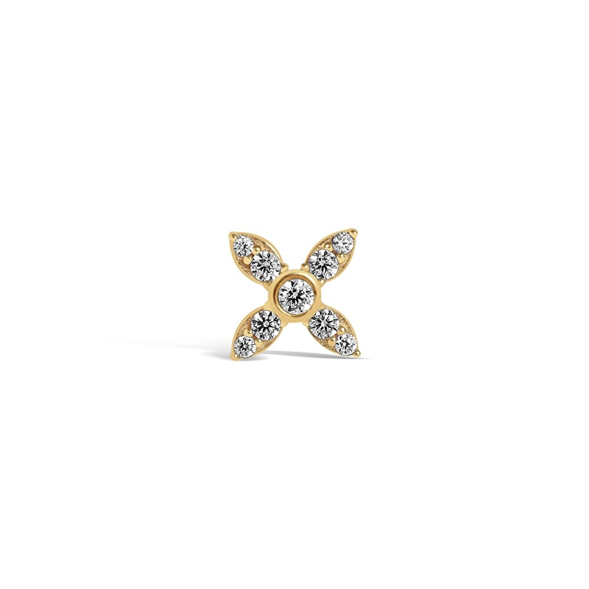 14 Ayar Sarı Altın Taşlı Tragus Piercing
