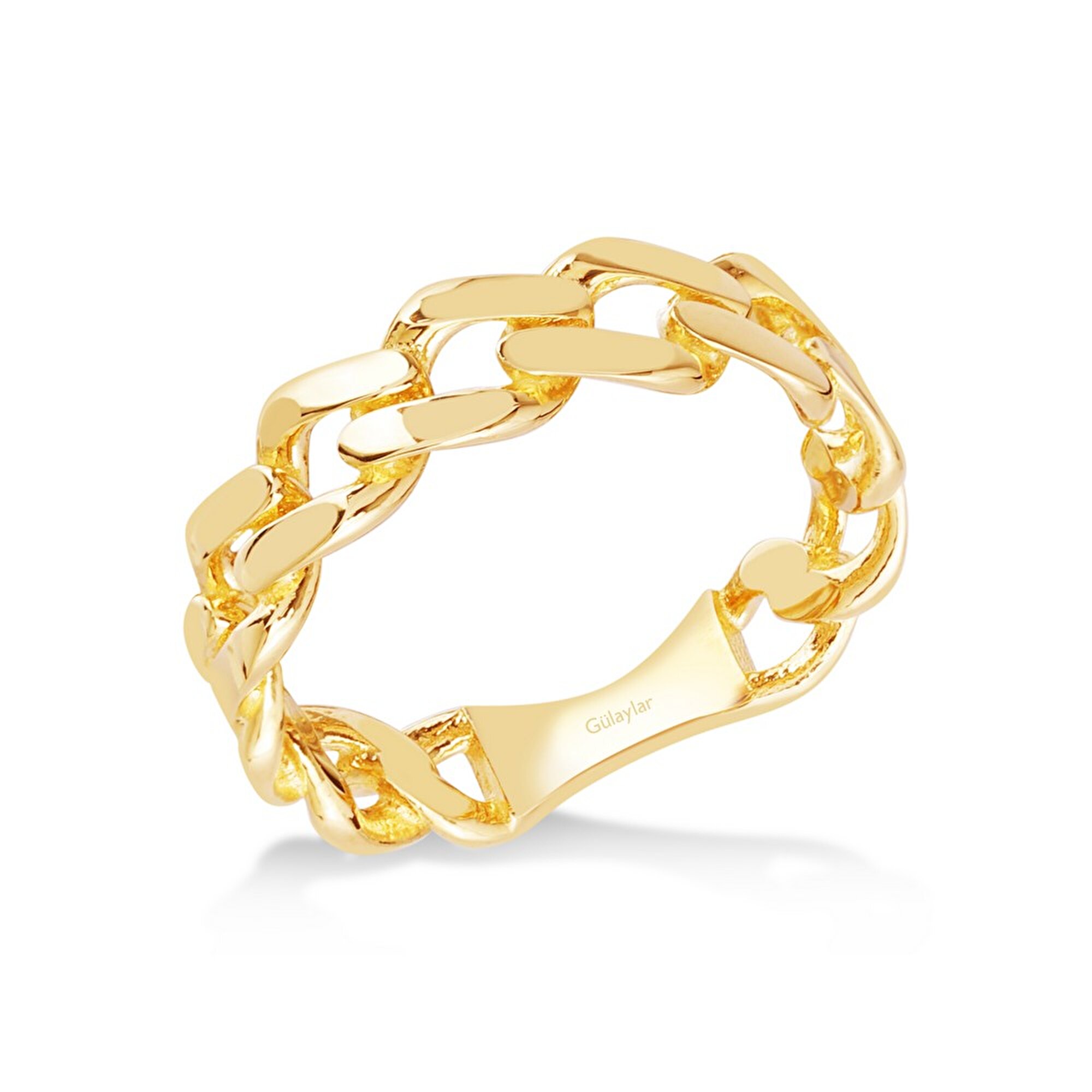 14 Ayar Sarı Altın Trend Zincir Yüzük