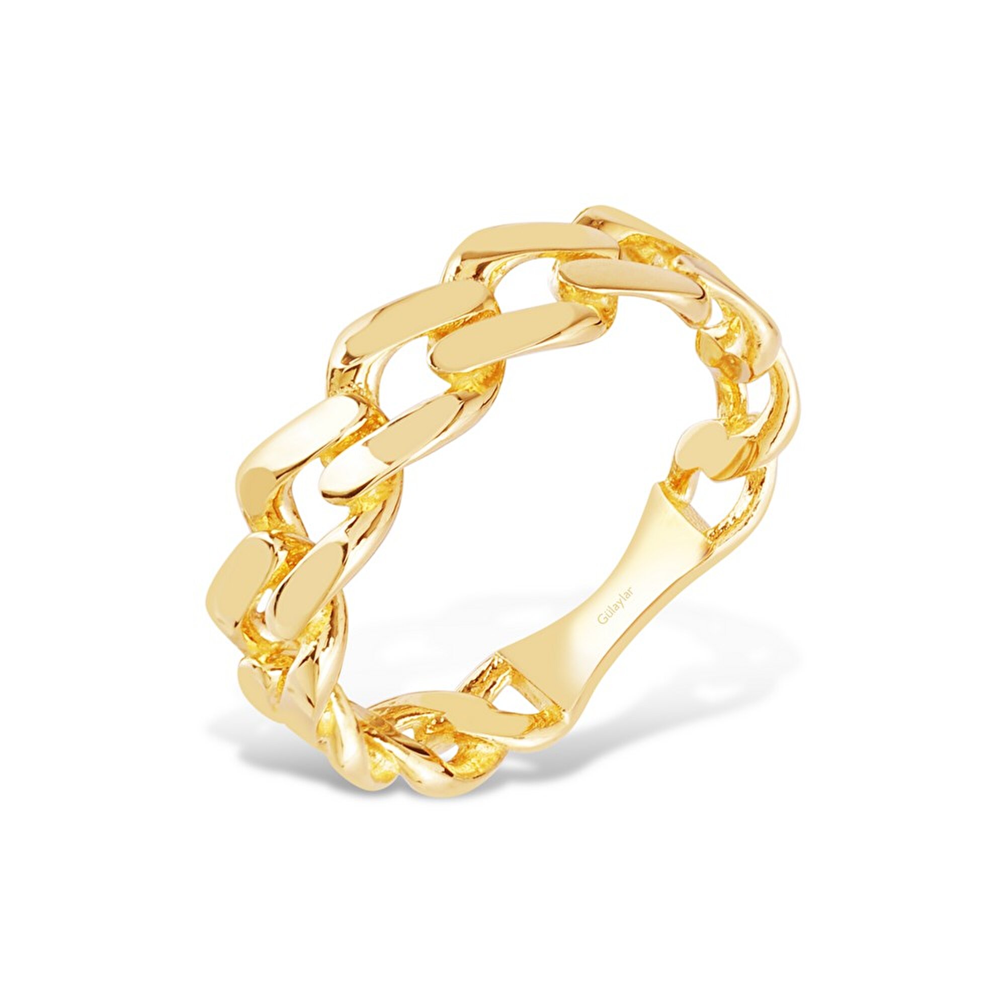 14 Ayar Sarı Altın Trend Zincir Yüzük