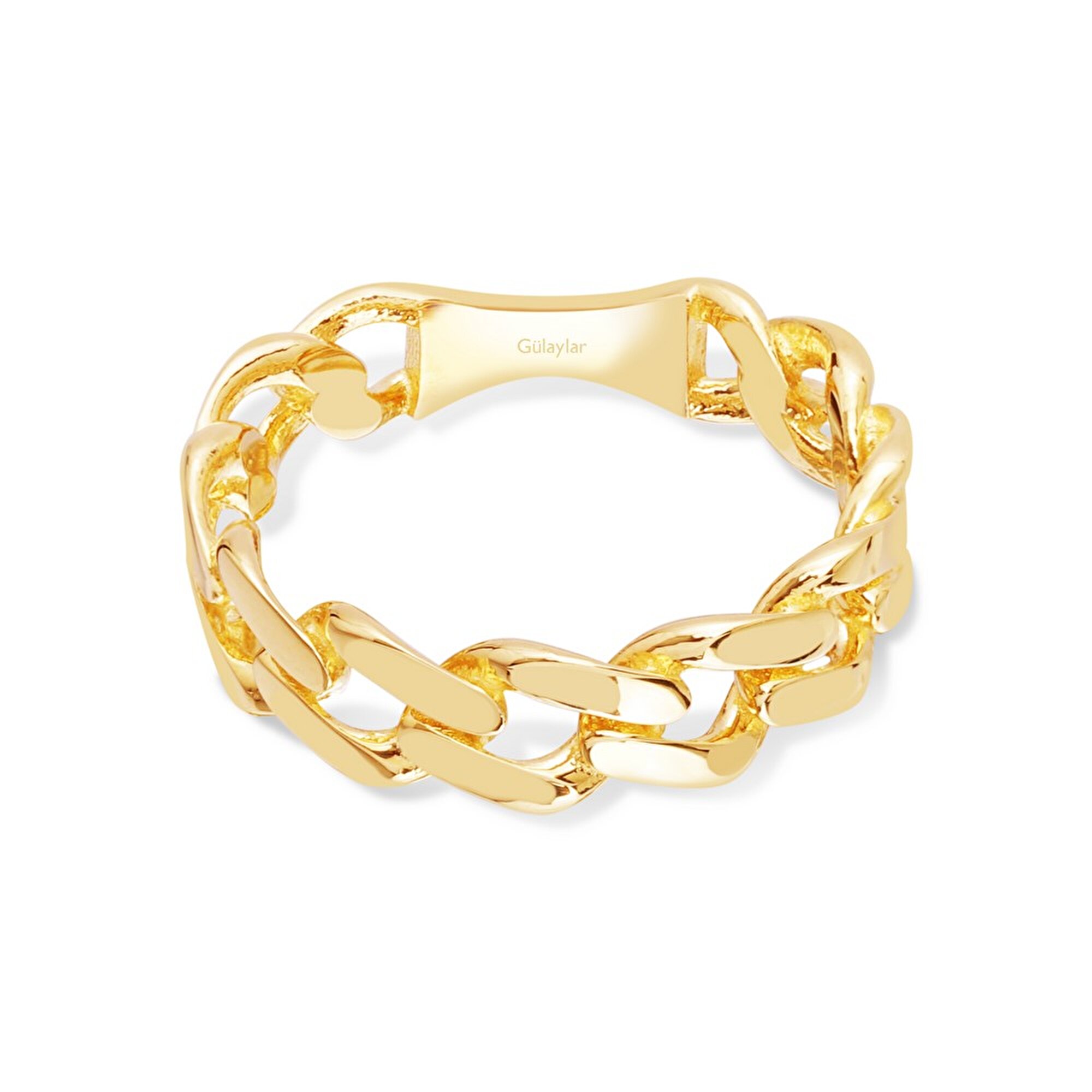 14 Ayar Sarı Altın Trend Zincir Yüzük