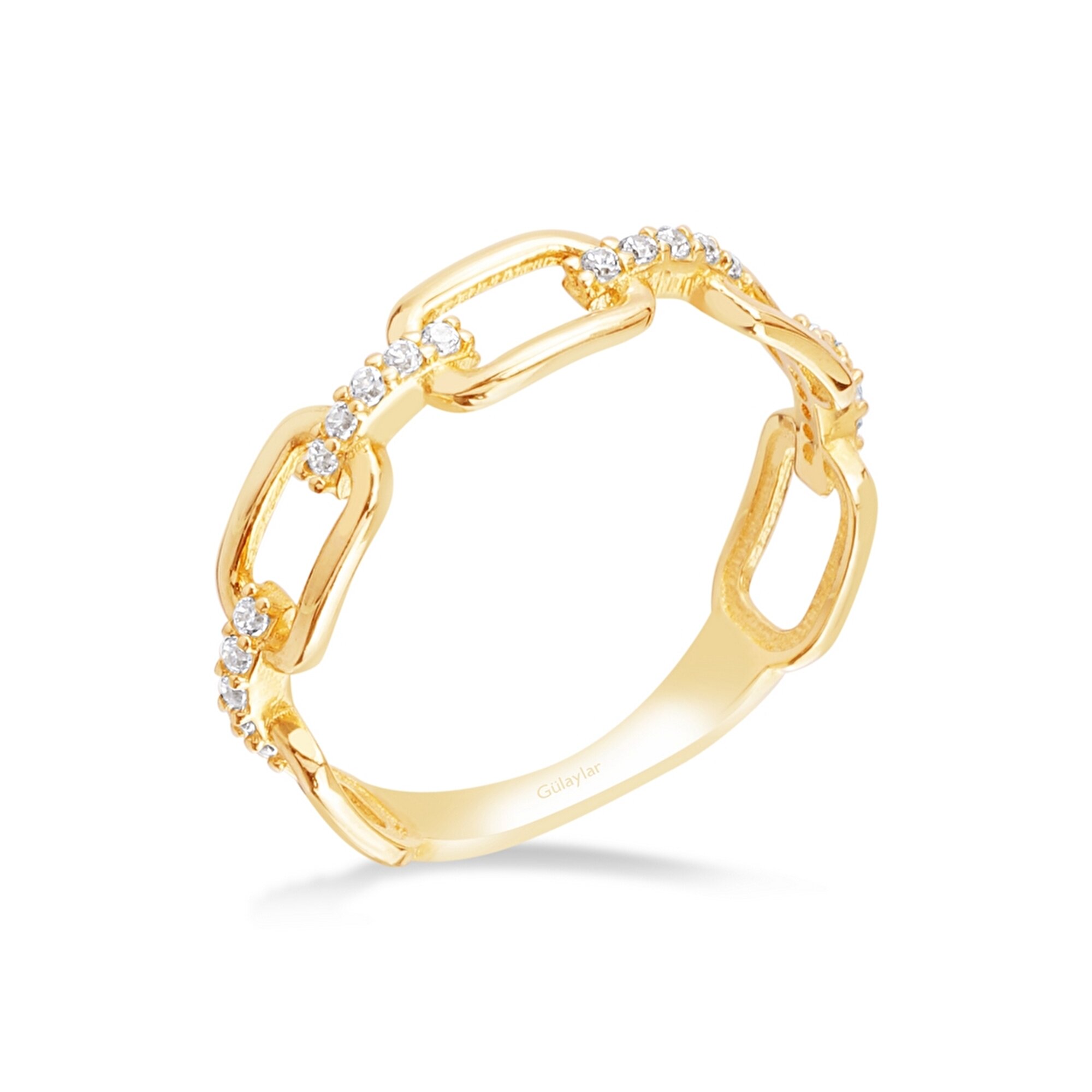 14 Ayar Sarı Altın Trend Zincir Yüzük