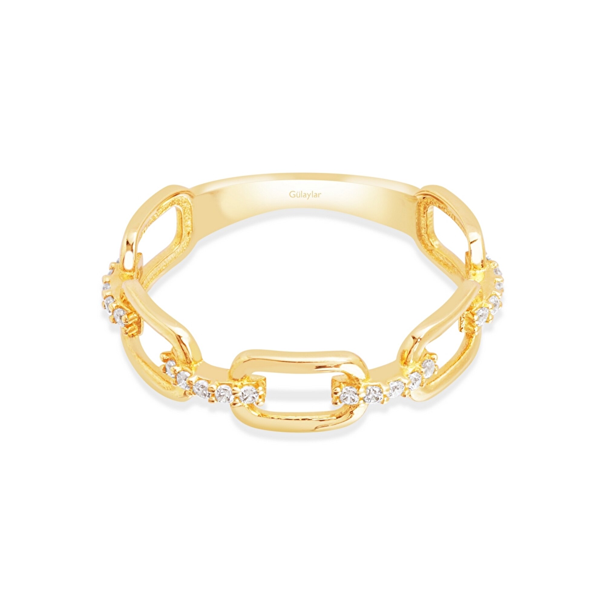 14 Ayar Sarı Altın Trend Zincir Yüzük