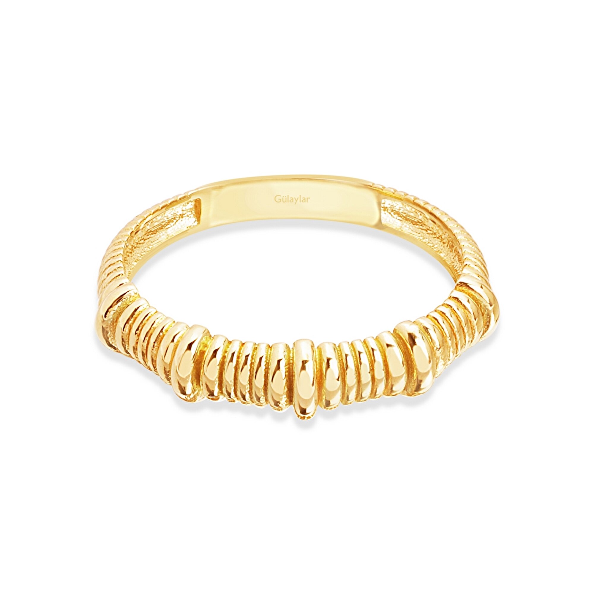 14 Ayar Sarı Altın Taşsız Trend Yüzük