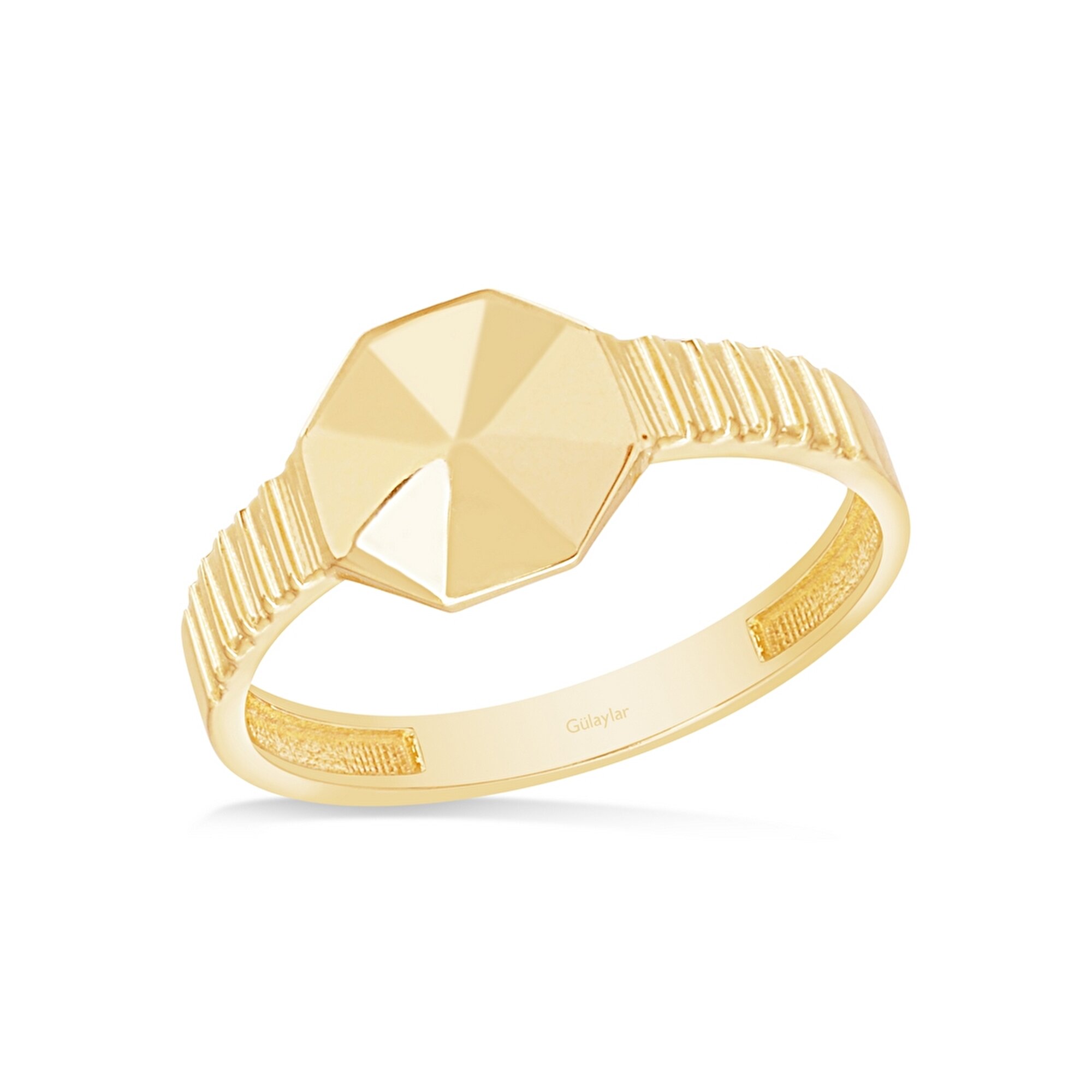 14 Ayar Sarı Altın Prizma Yüzük