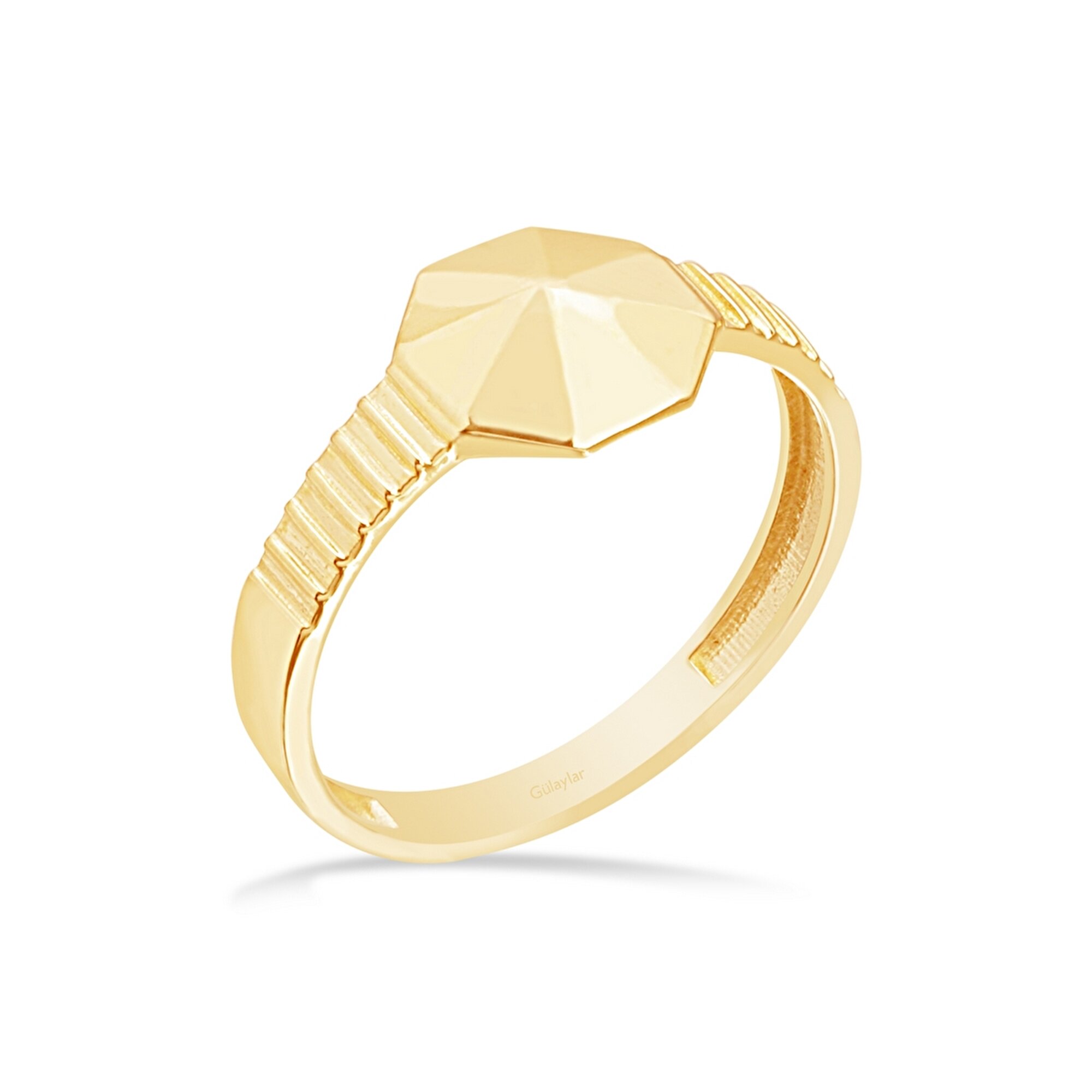 14 Ayar Sarı Altın Prizma Yüzük