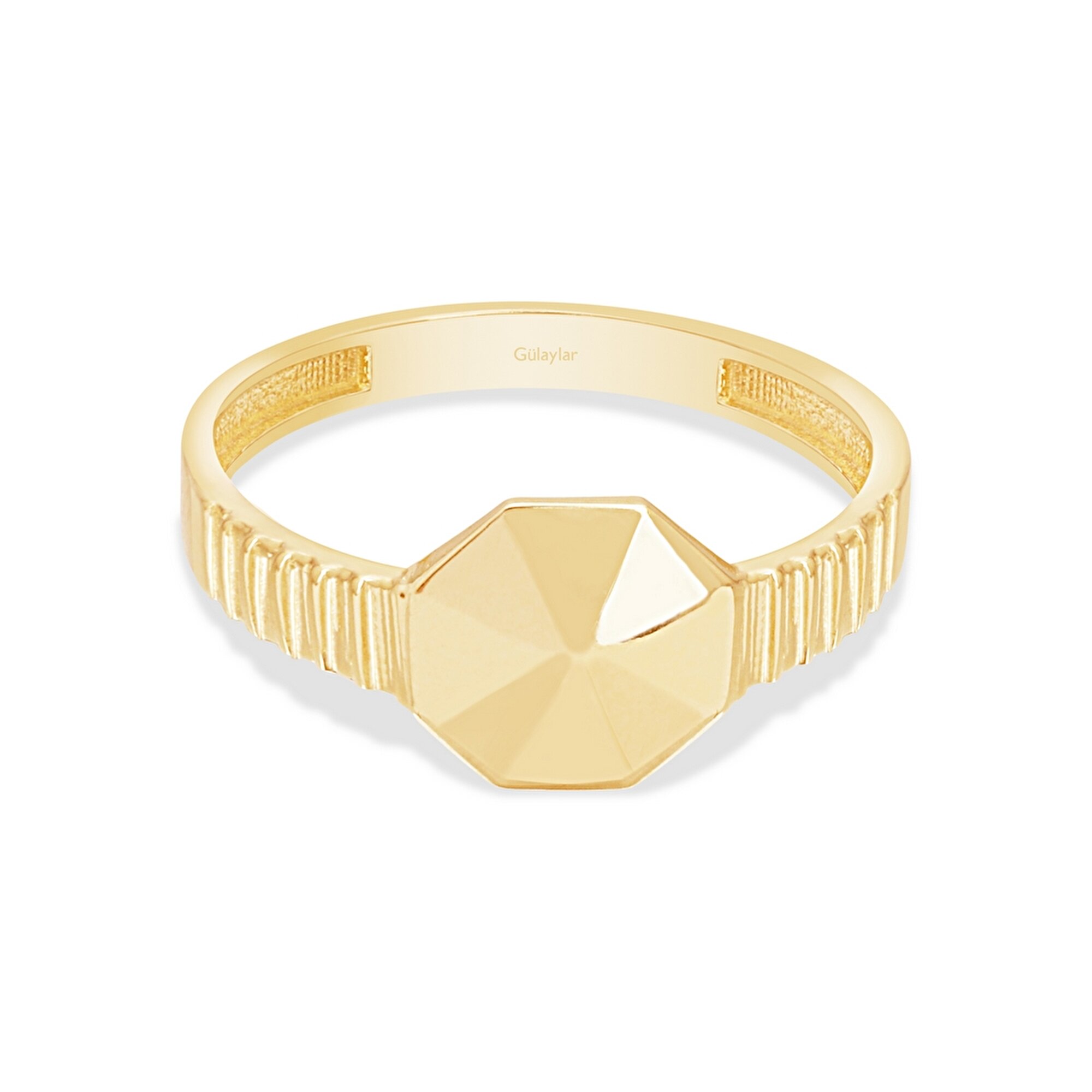 14 Ayar Sarı Altın Prizma Yüzük