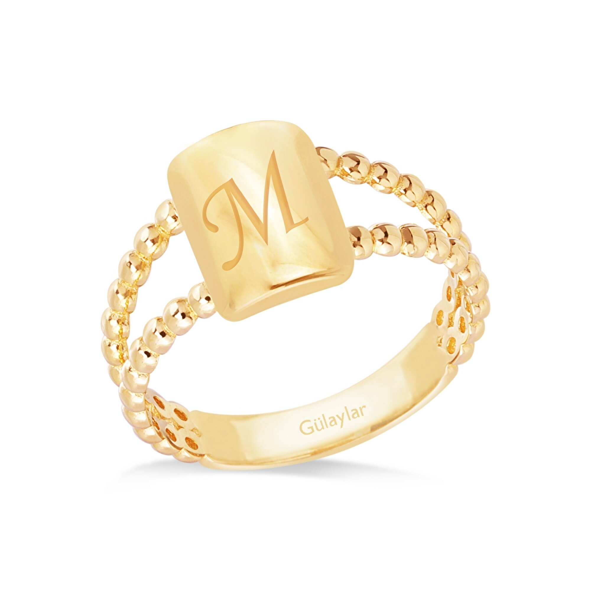 14 Ayar Sarı Altın Kişiye Özel Harf Yüzük