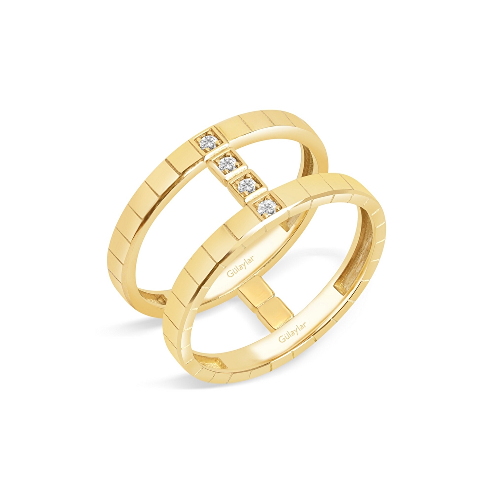 14 Ayar Sarı Altın Taşlı Yüzük