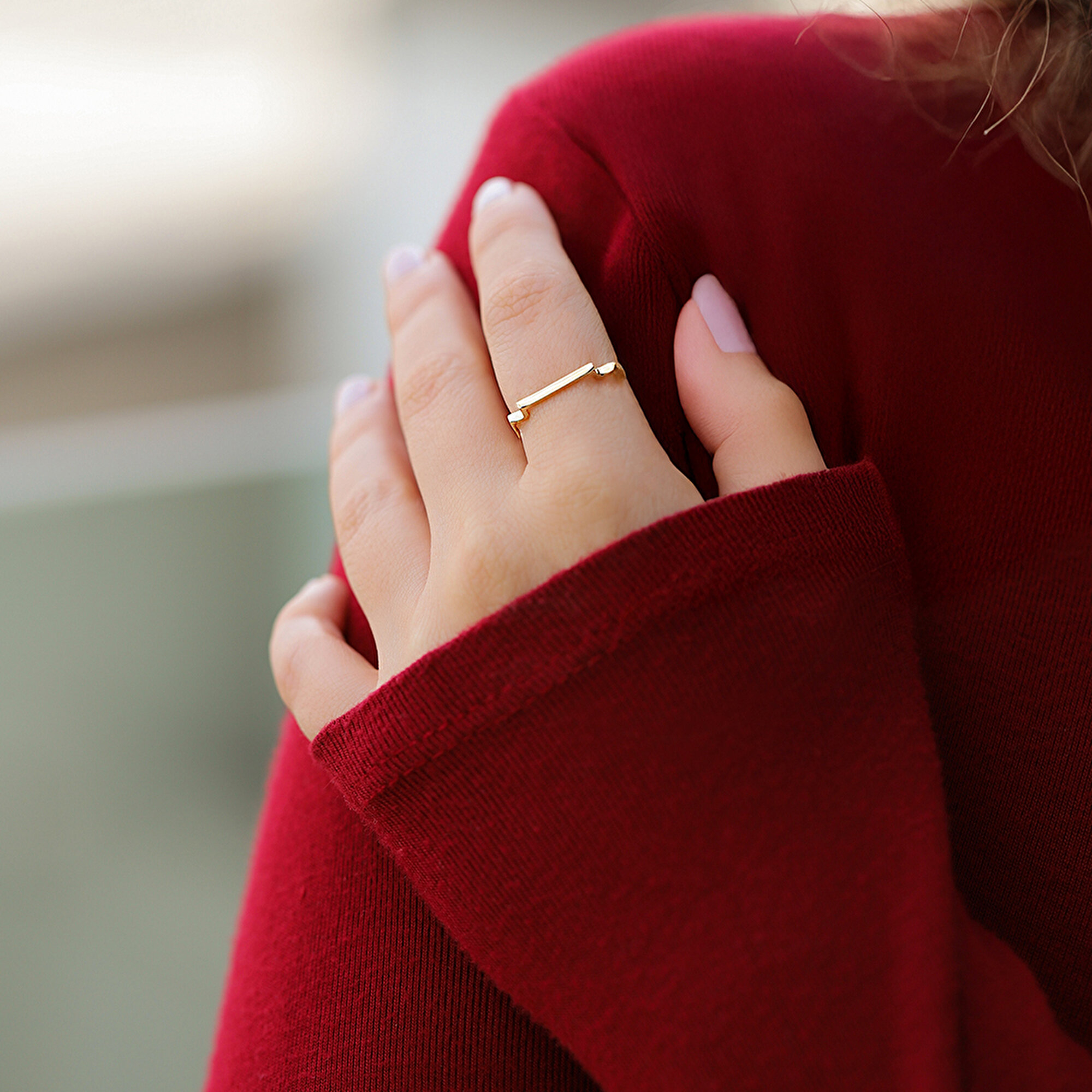 14 Ayar Sarı Altın Minimal Yüzük