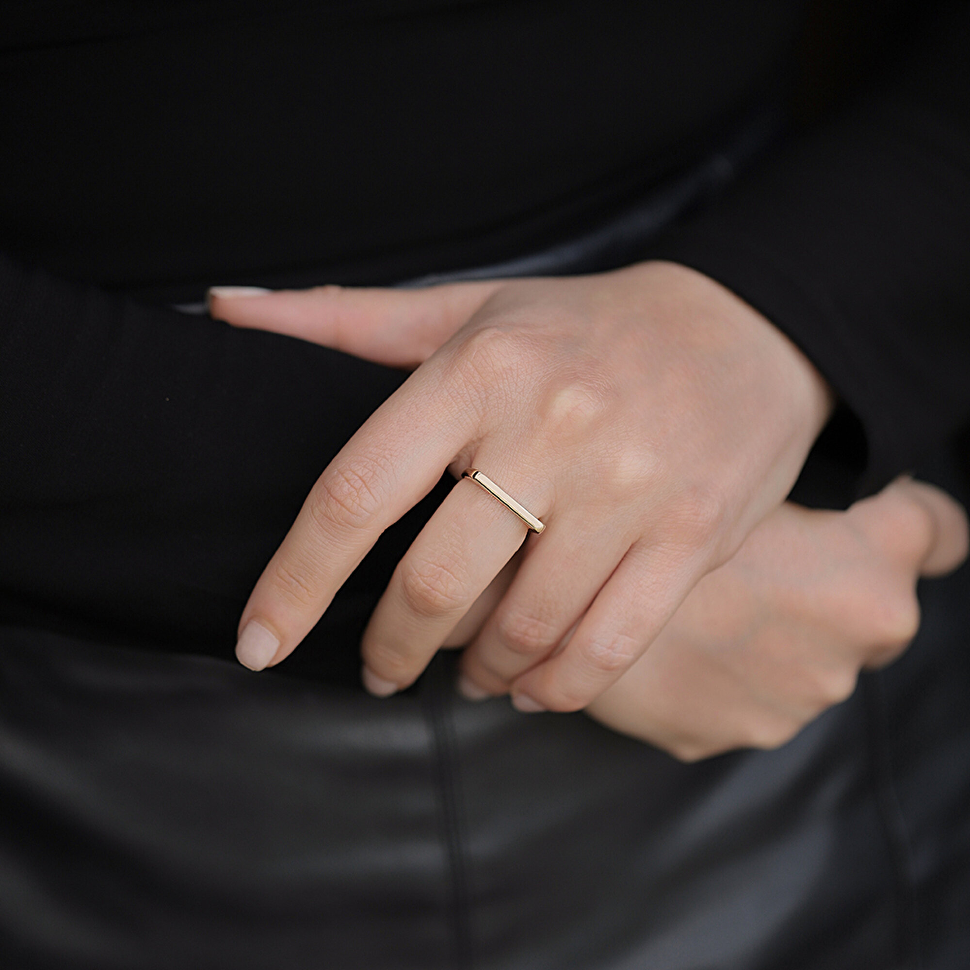 14 Ayar Sarı Altın Minimal Puzzle Yüzük