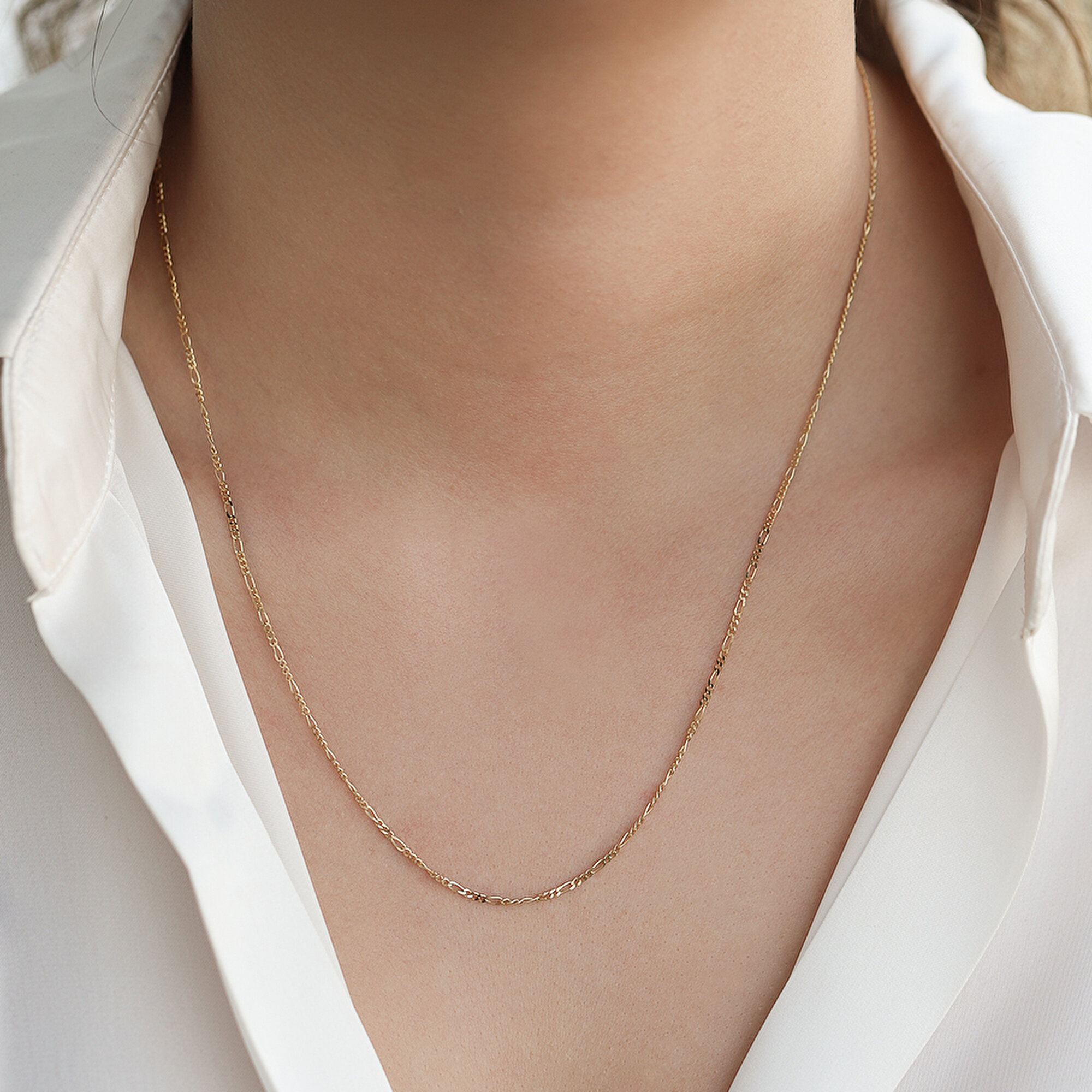 14 Ayar Sarı Altın Figaro Zincir