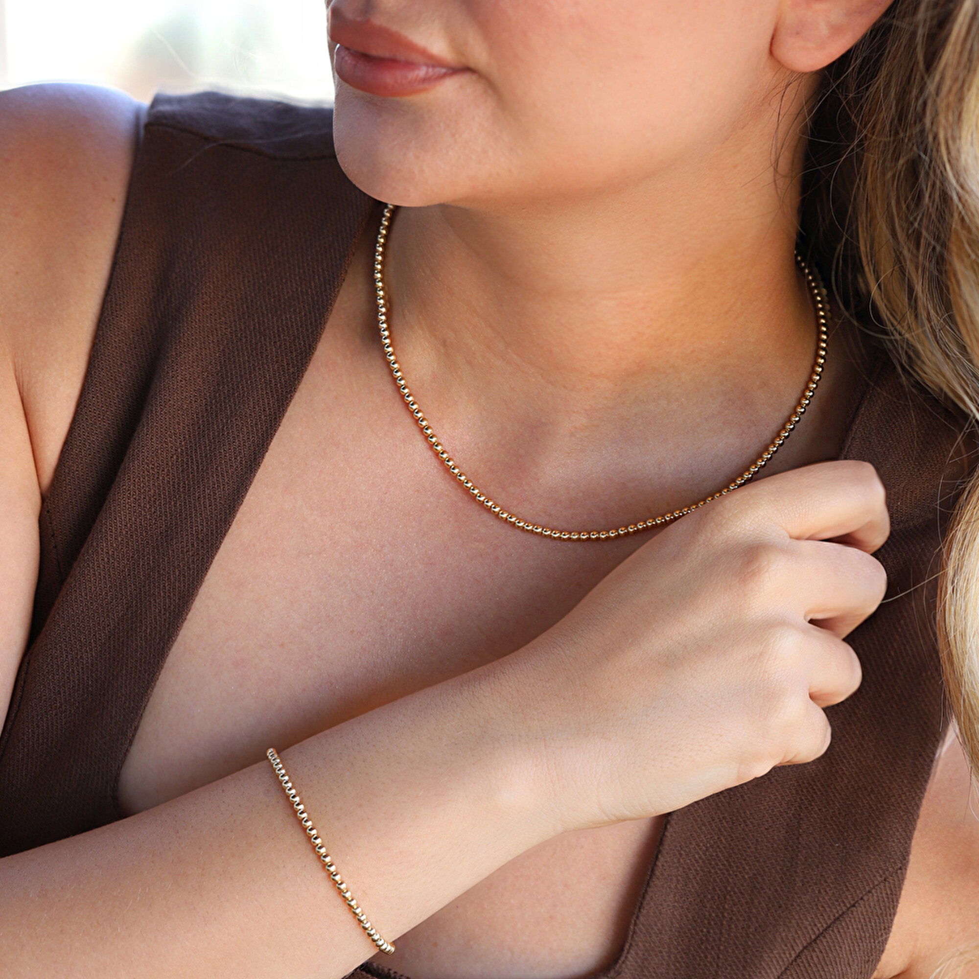 14 Ayar Sarı Altın Popcorn Zincir