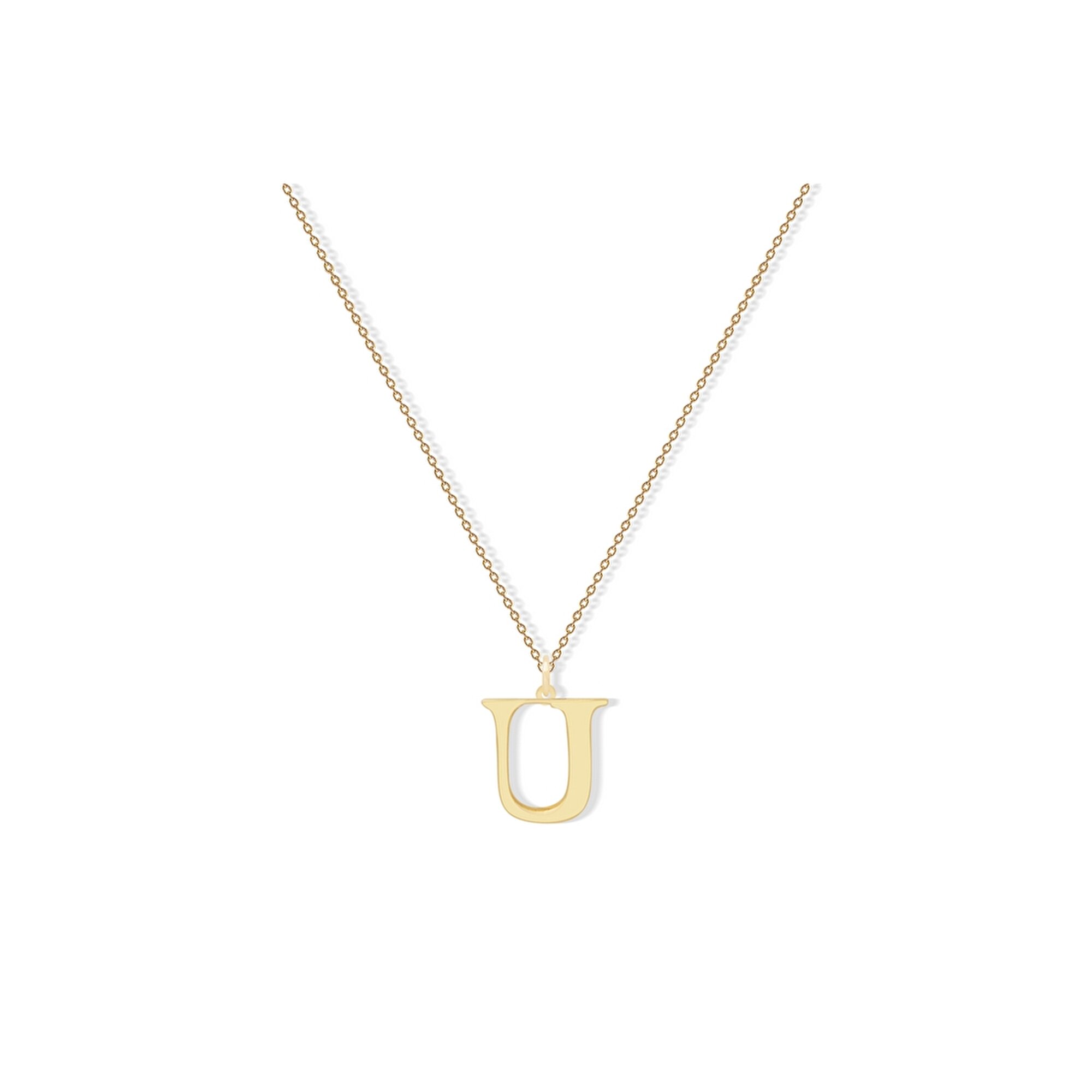 14 Ayar Sarı Altın U Harf Kolye