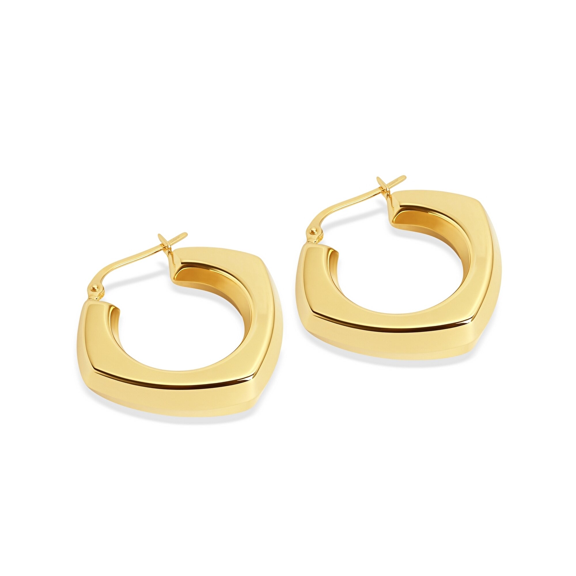 14 Ayar Sarı Altın Üçgen Halka Küpe