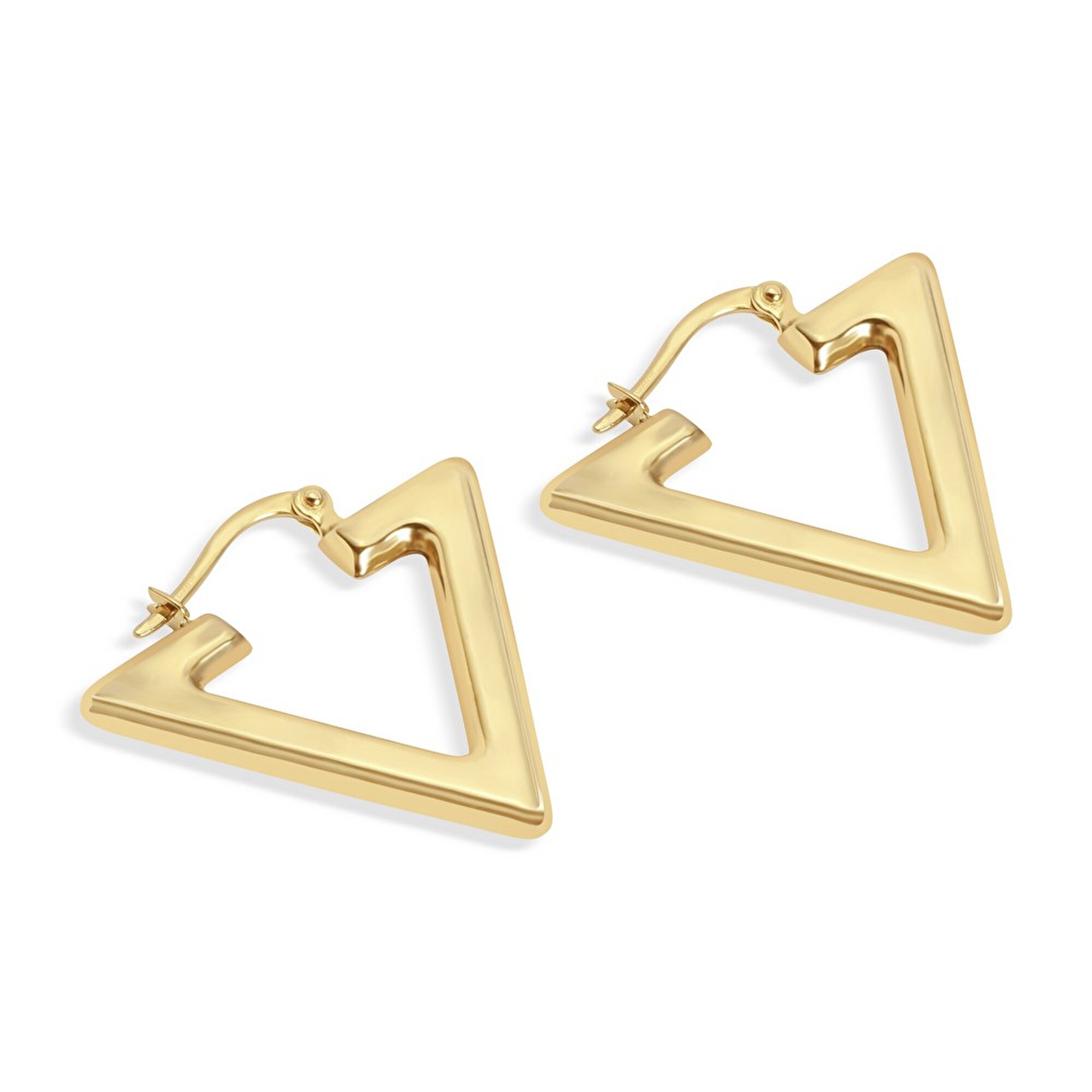 14 Ayar Sarı Altın Üçgen Halka Küpe