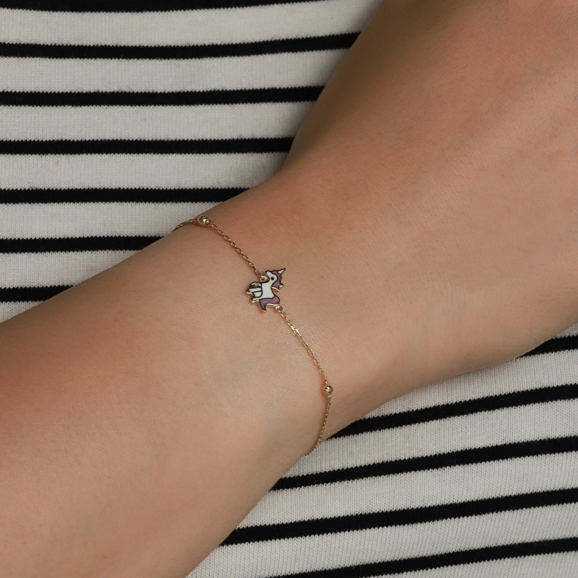 14 Ayar Sarı Altın Unicorn Bileklik