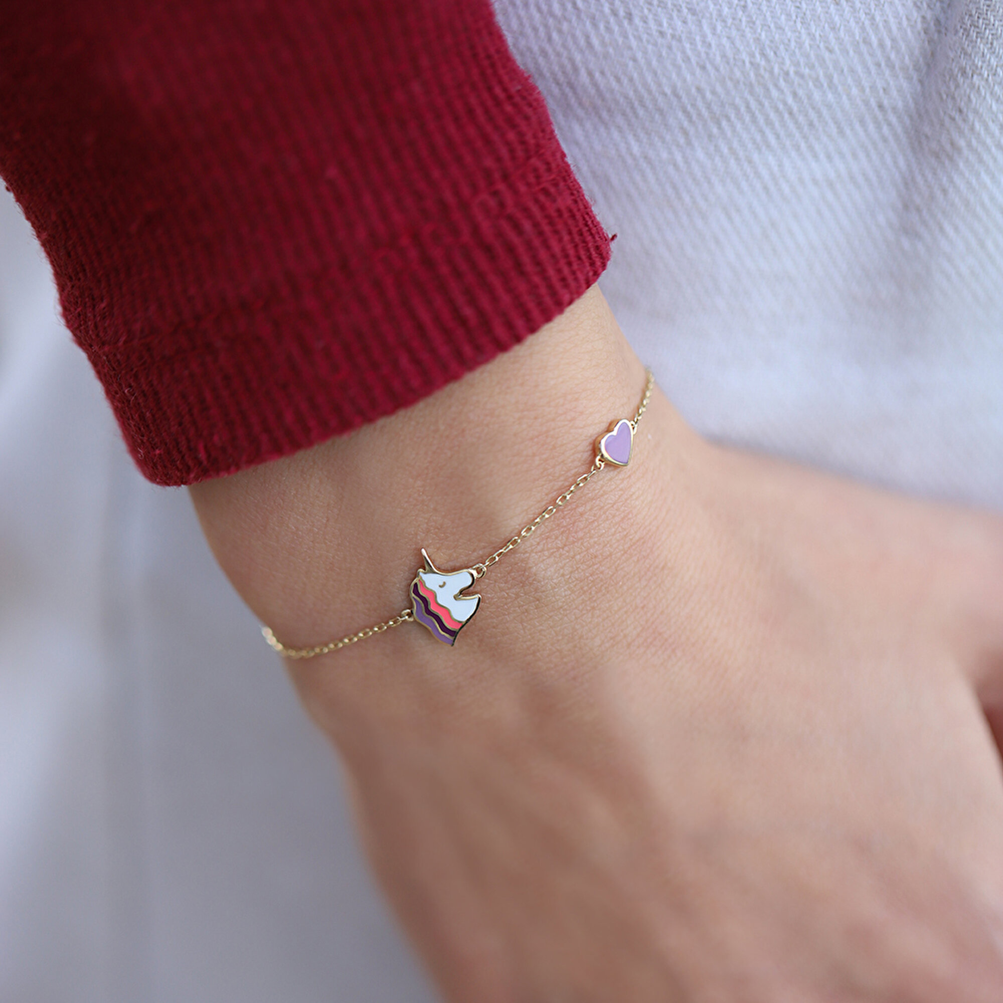 14 Ayar Sarı Altın Unicorn Bileklik