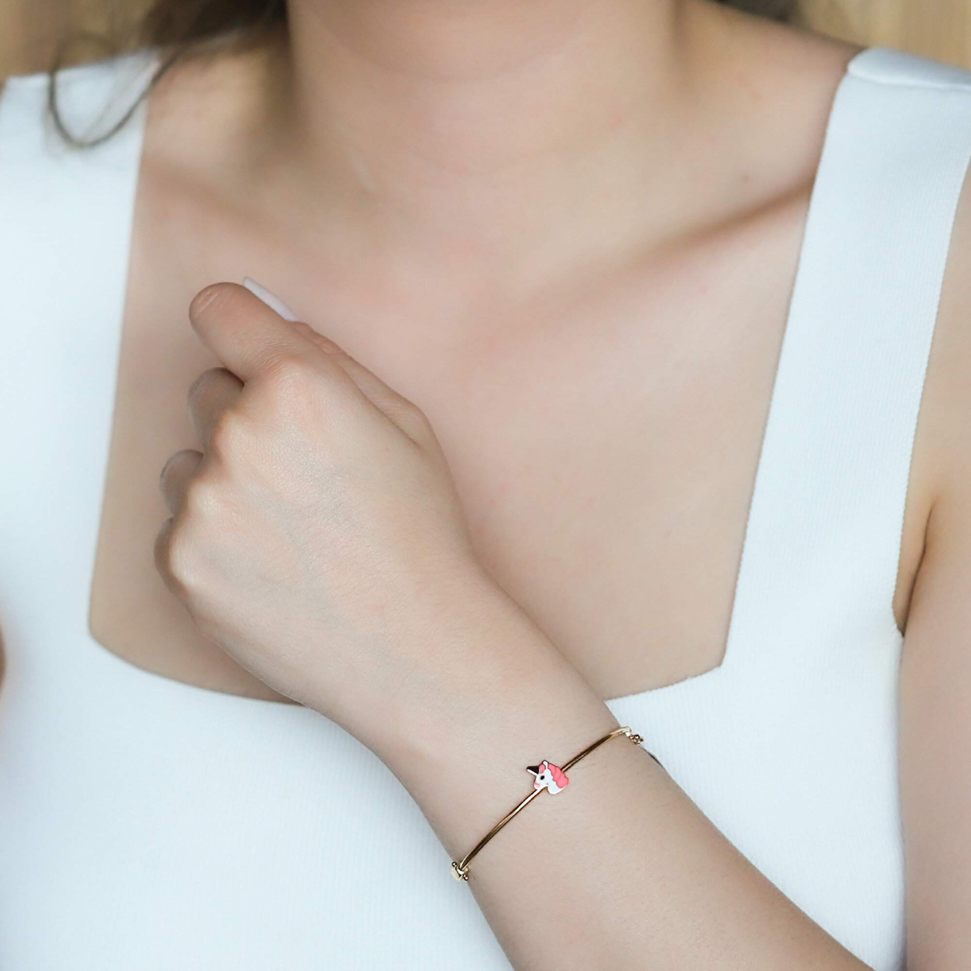 14 Ayar Sarı Altın Unicorn Çocuk Bilezik