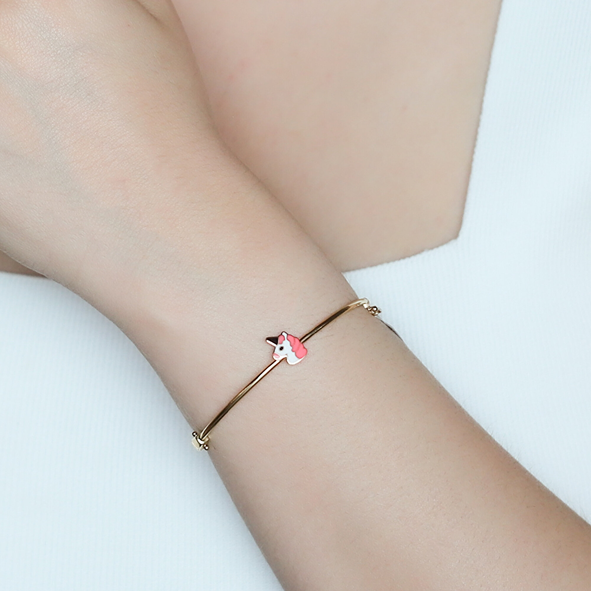 14 Ayar Sarı Altın Unicorn Çocuk Bilezik