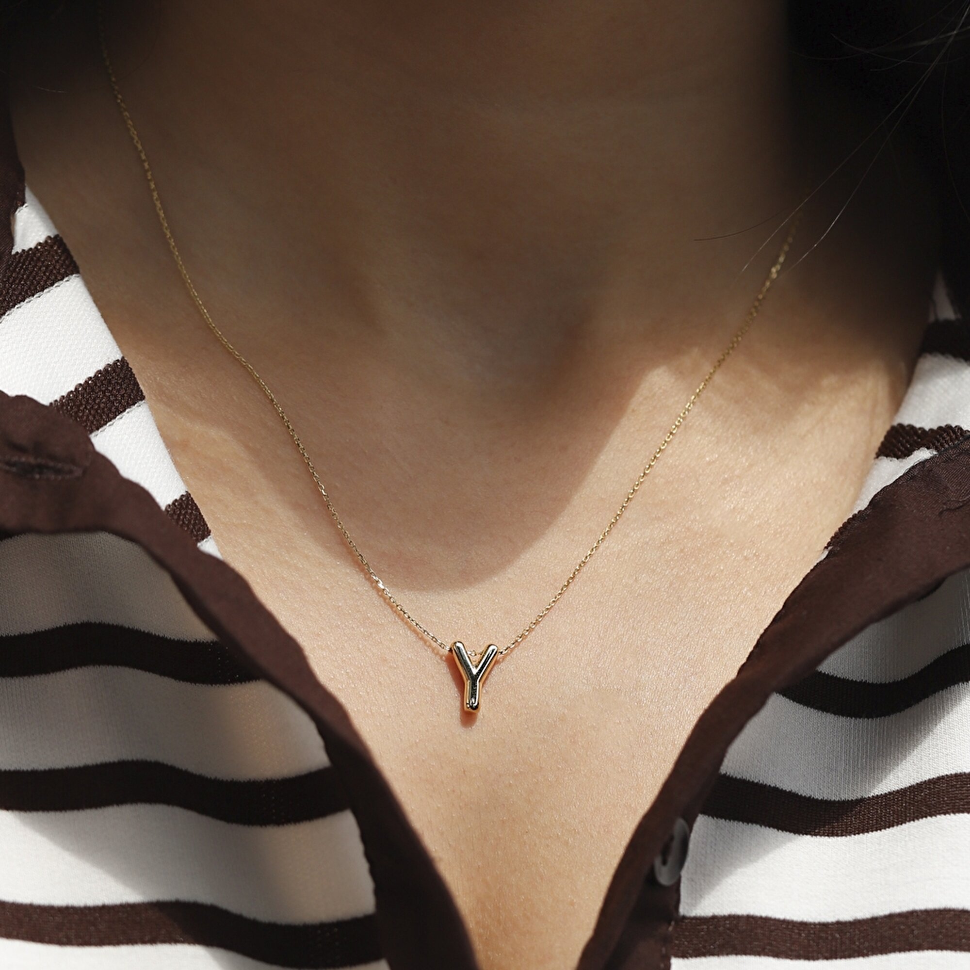 14 Ayar Y Harf Bubble Kolye