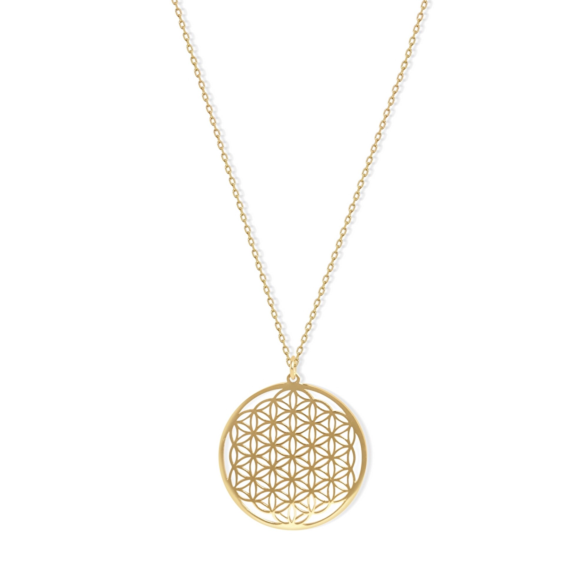 14 Ayar Sarı Altın Yaşam Çiçeği Kolye