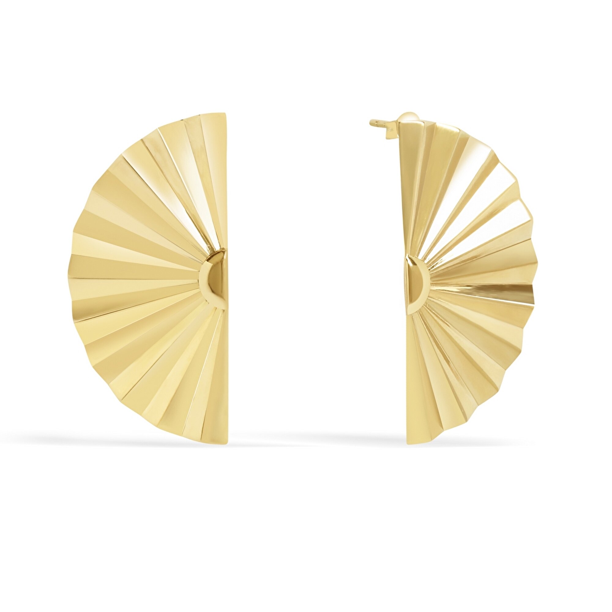 14 Ayar Sarı Altın Yelpaze Figürlü Küpe