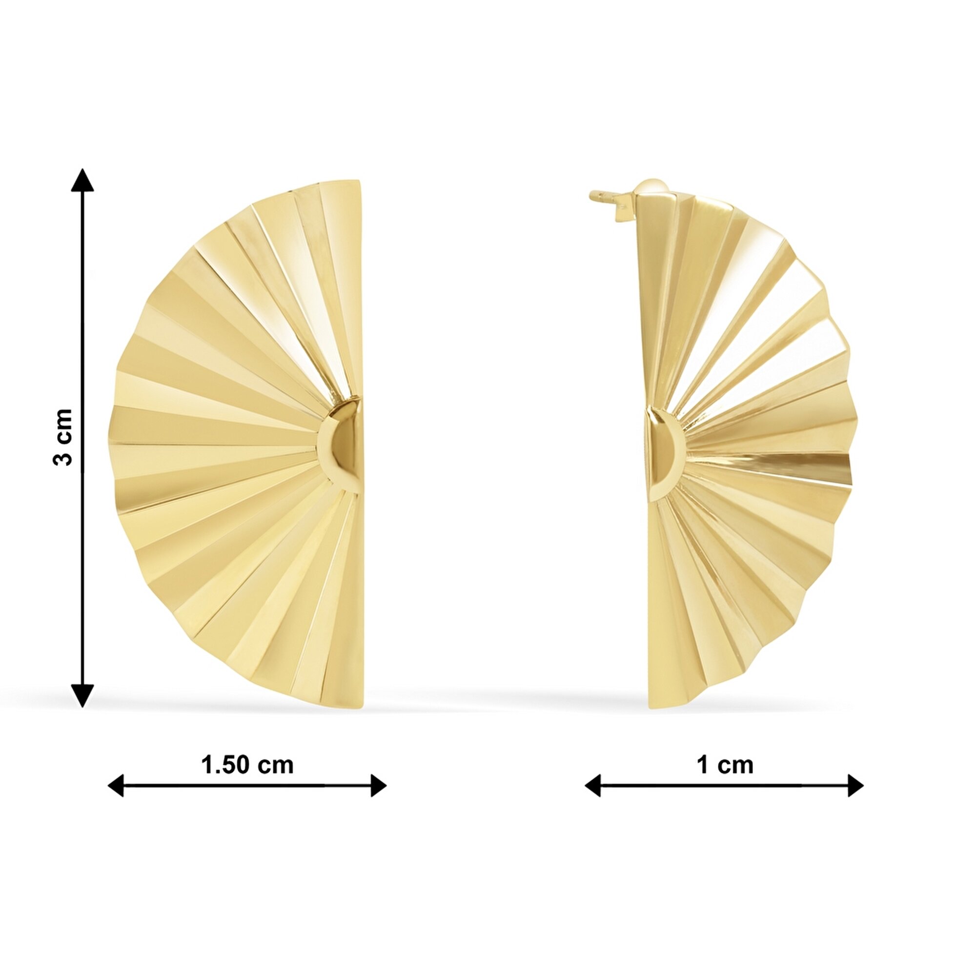 14 Ayar Sarı Altın Yelpaze Figürlü Küpe