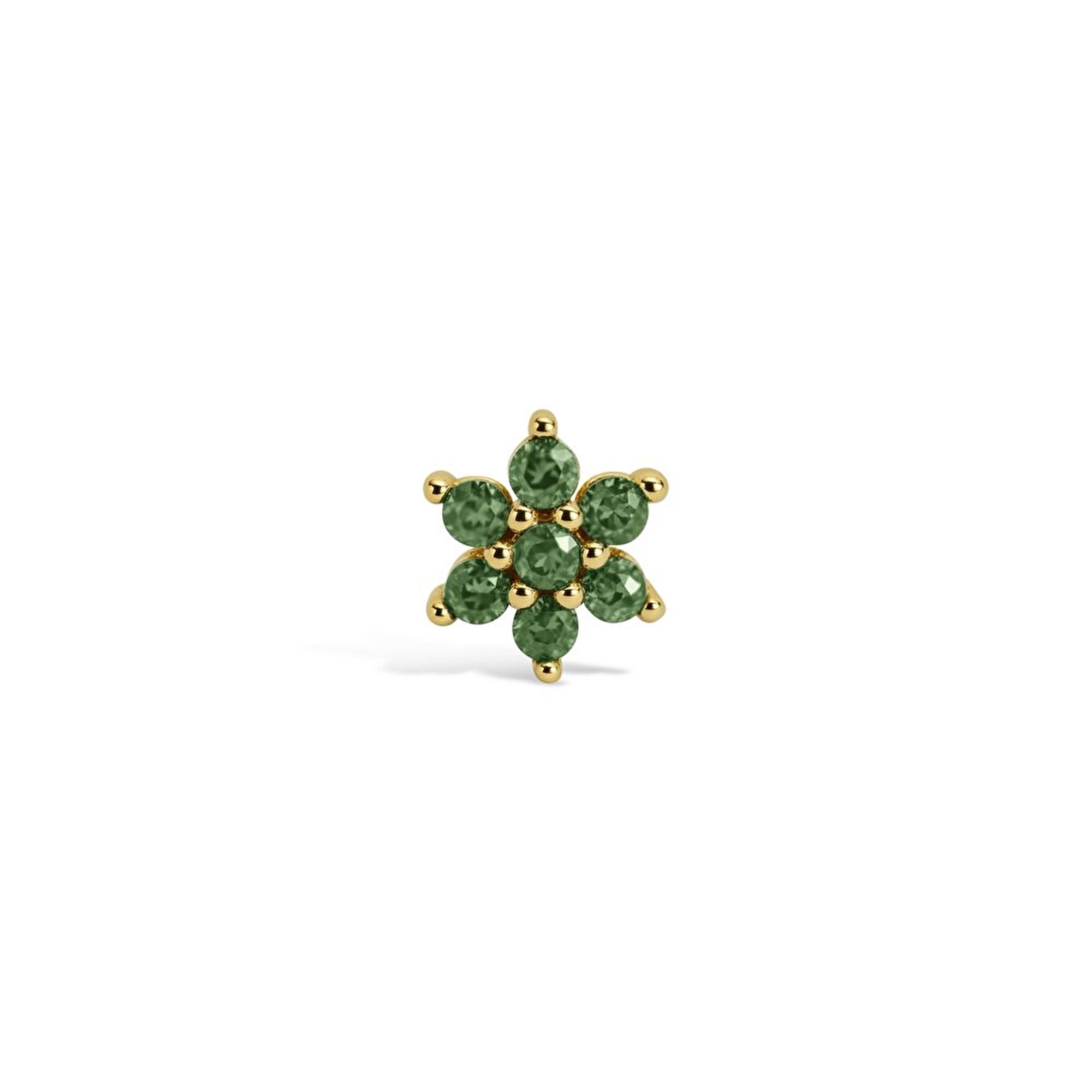 14 Ayar Sarı Altın Yeşil Taşlı Tragus Piercing