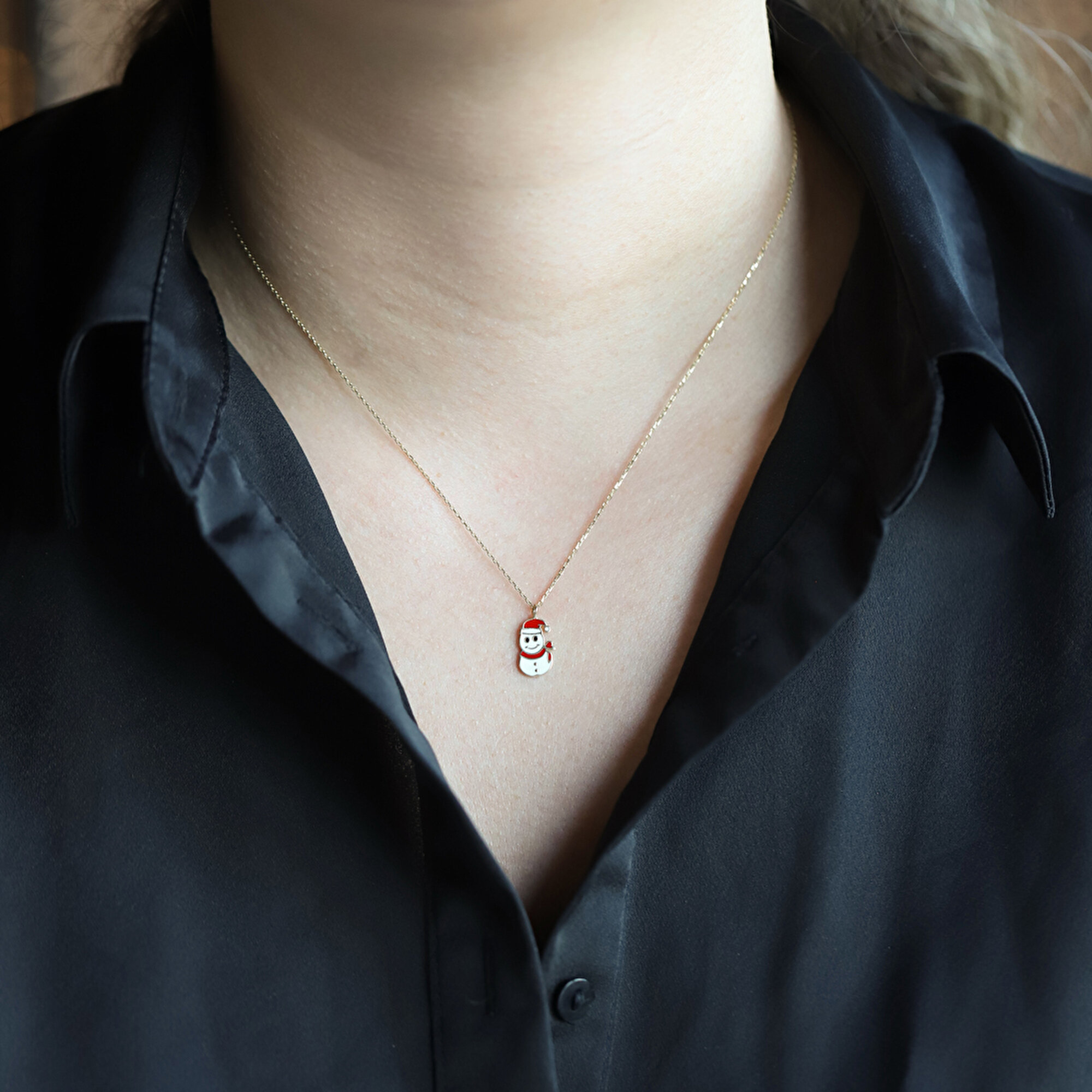 14 Ayar Sarı Altın Yılbaşı Figürlü Kolye