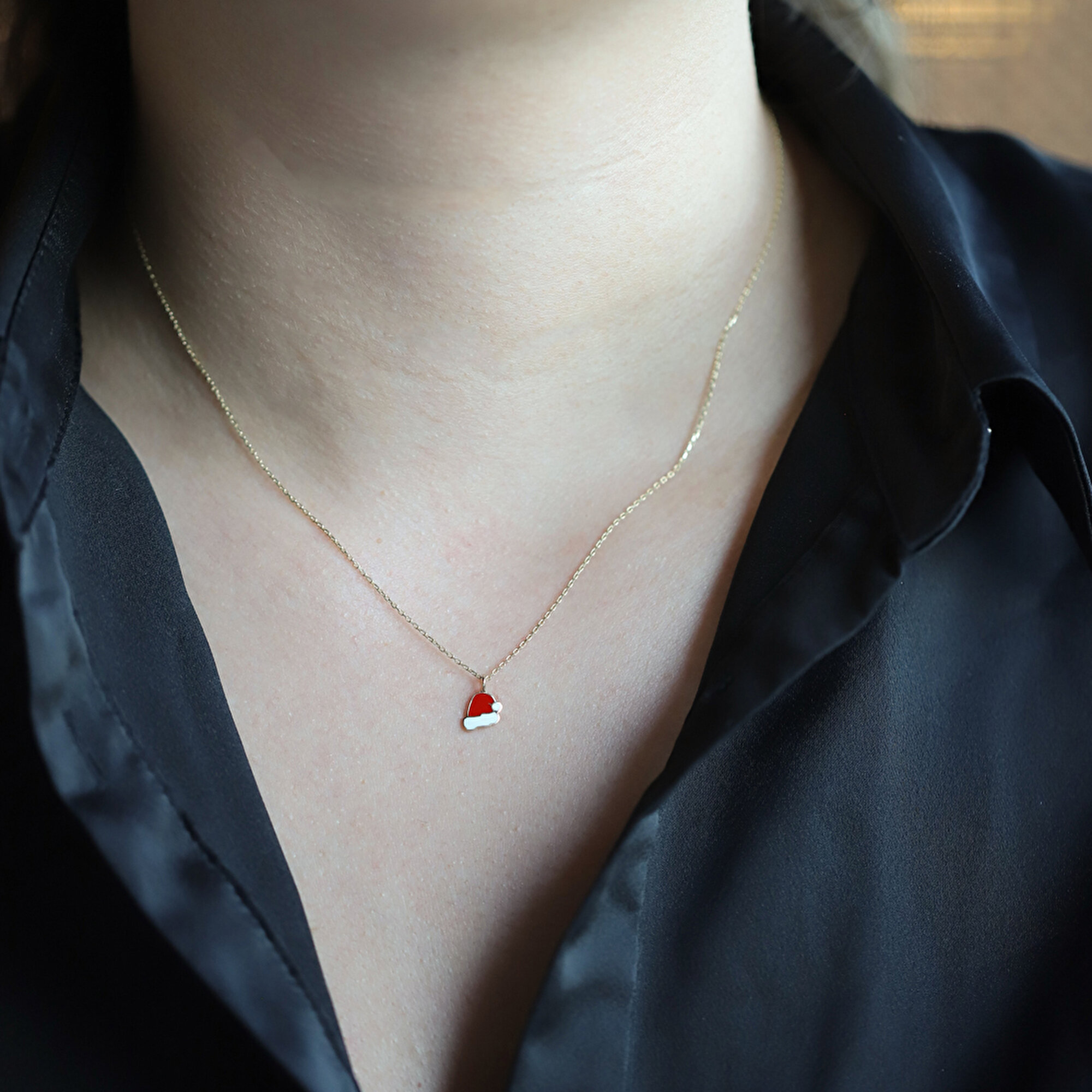 14 Ayar Sarı Altın Yılbaşı Figürlü Kolye