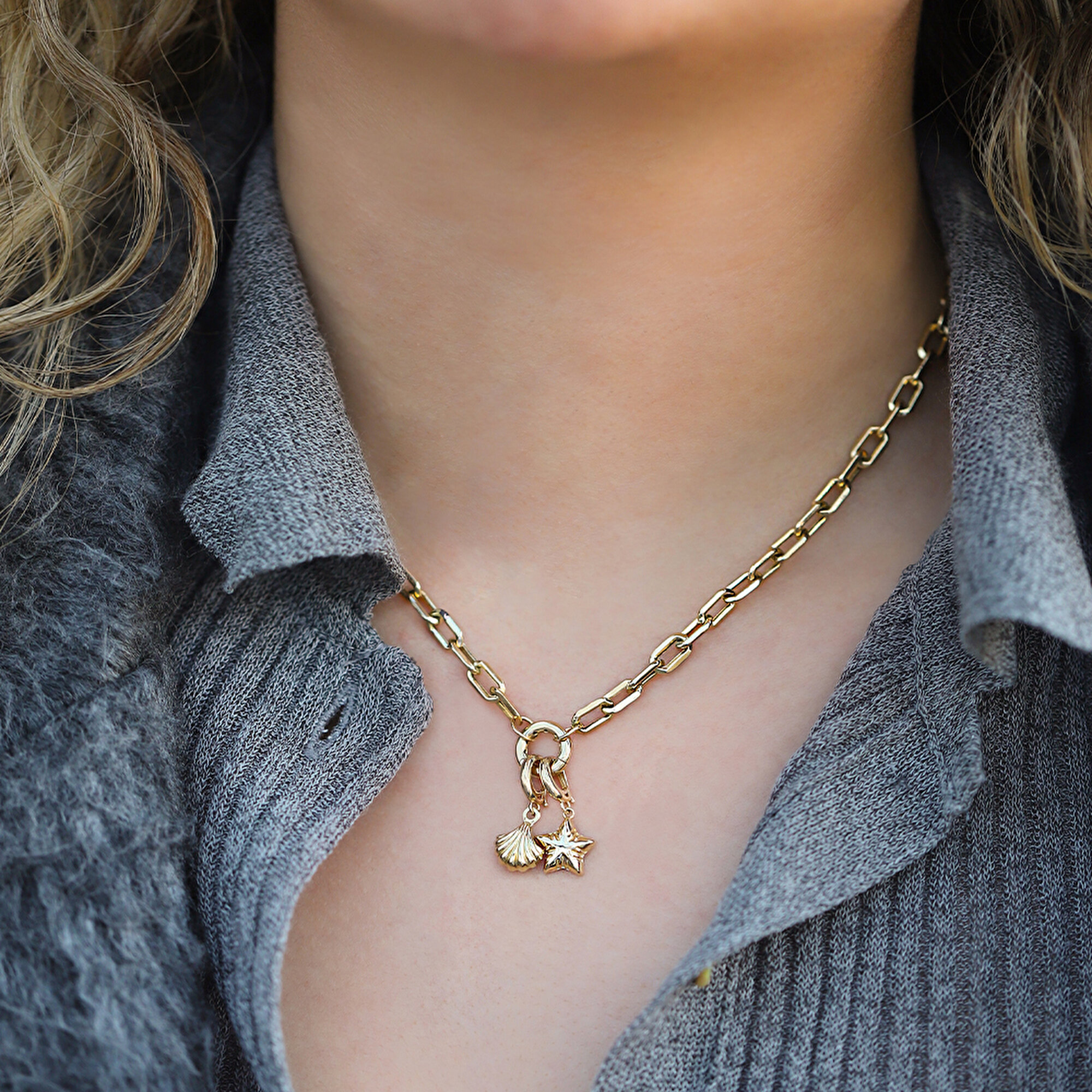 14 Ayar Sarı Altın Yıldız Figürlü Kolye Ucu