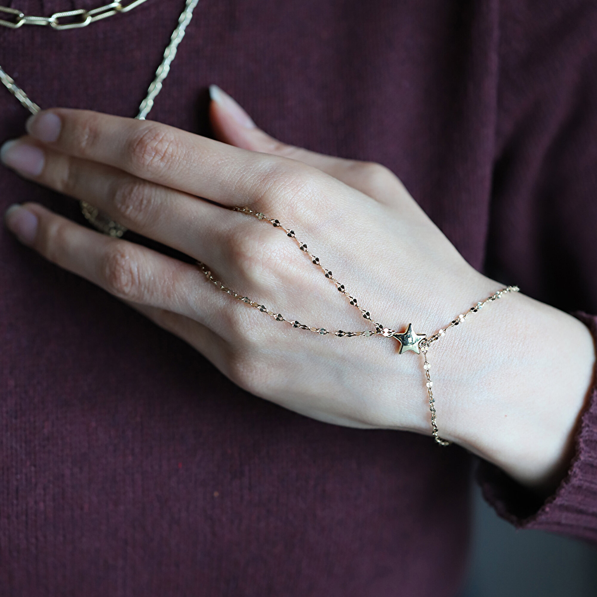 14 Ayar Sarı Altın Yıldız Figürlü Şahmeran