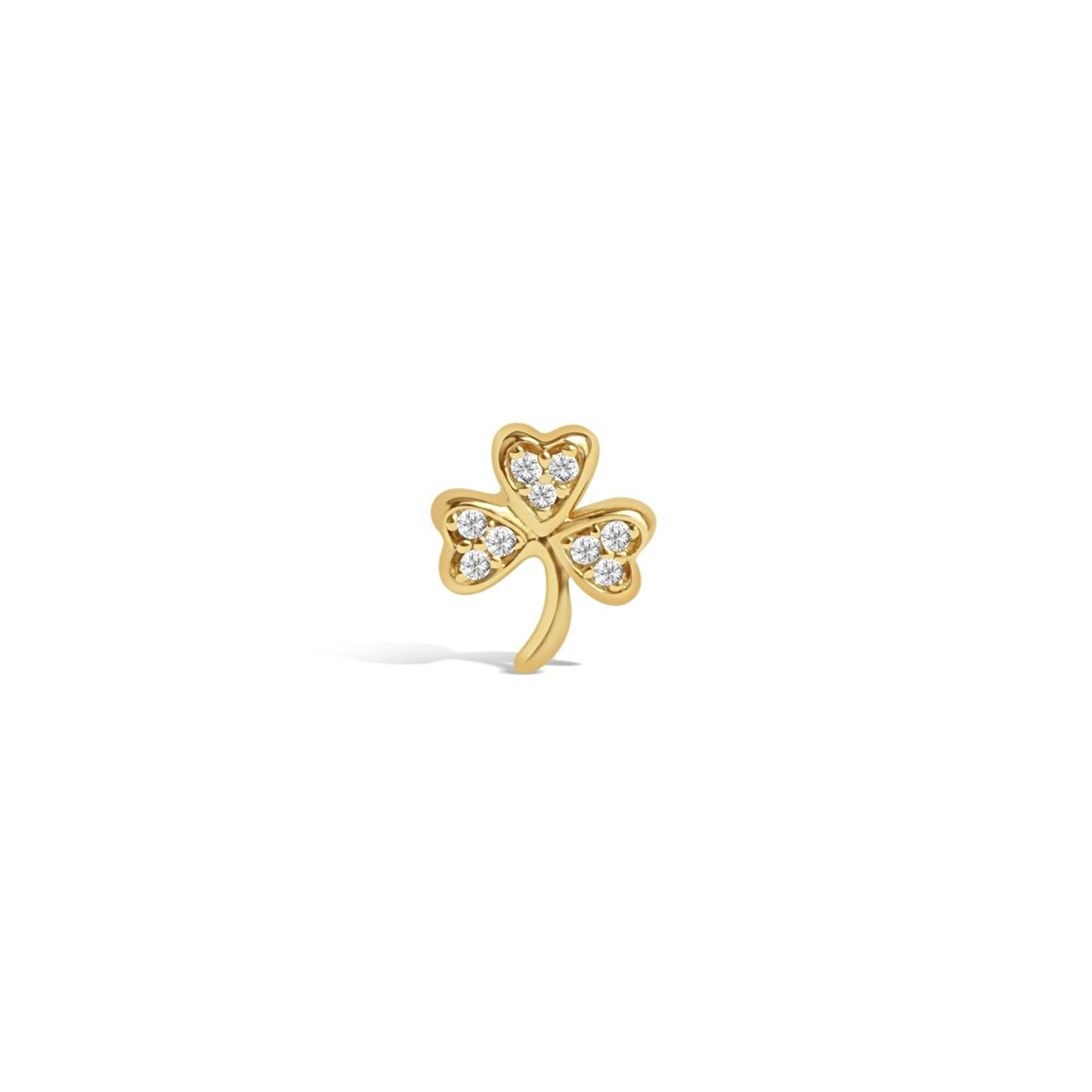 14 Ayar Sarı Altın Yonca Tragus Piercing