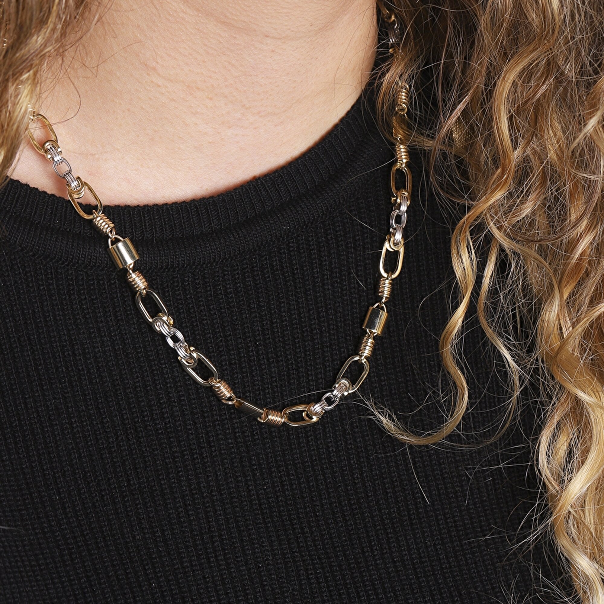 14 Ayar Sarı-Beyaz Altın Erkek Zincir